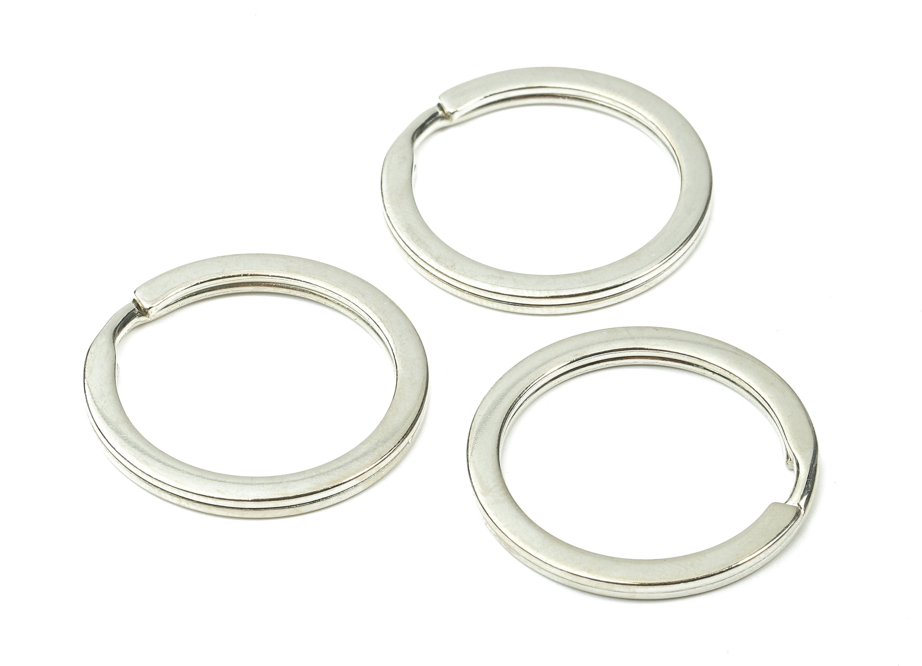 Silver Plated Metal Key Rings - Flat Split Rings - Circle Key Rings - Keychain Connectors - Jewelry Supplies - 27.77x27.77x2mm - PP2858S - DOMEDBAZAAR
