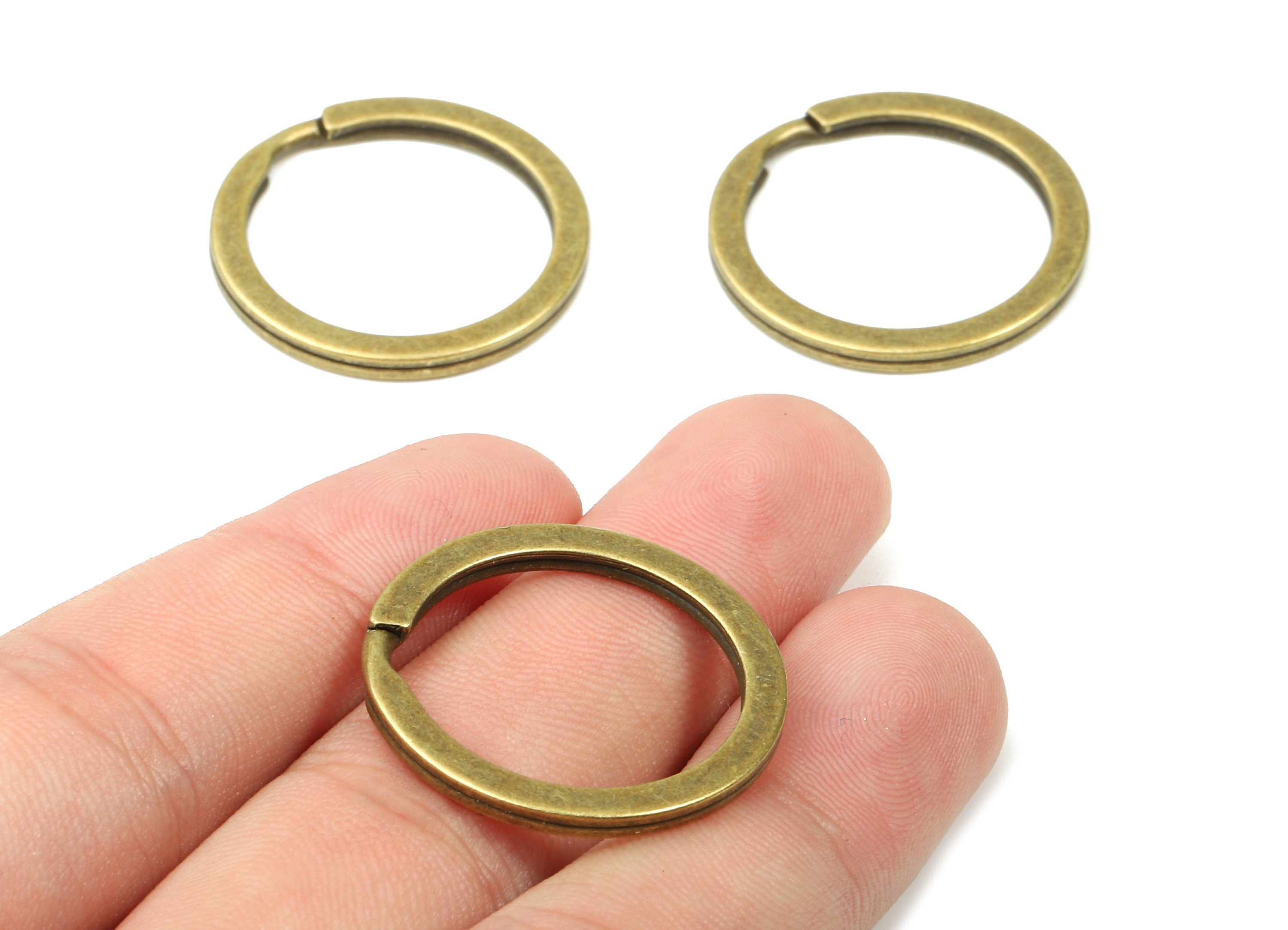 Antique Bronze Metal Key Rings - Flat Split Rings - Circle Key Rings - Keychain Connectors - Jewelry Supplies - 27.77x27.77x2mm - PP2858AB - DOMEDBAZAAR
