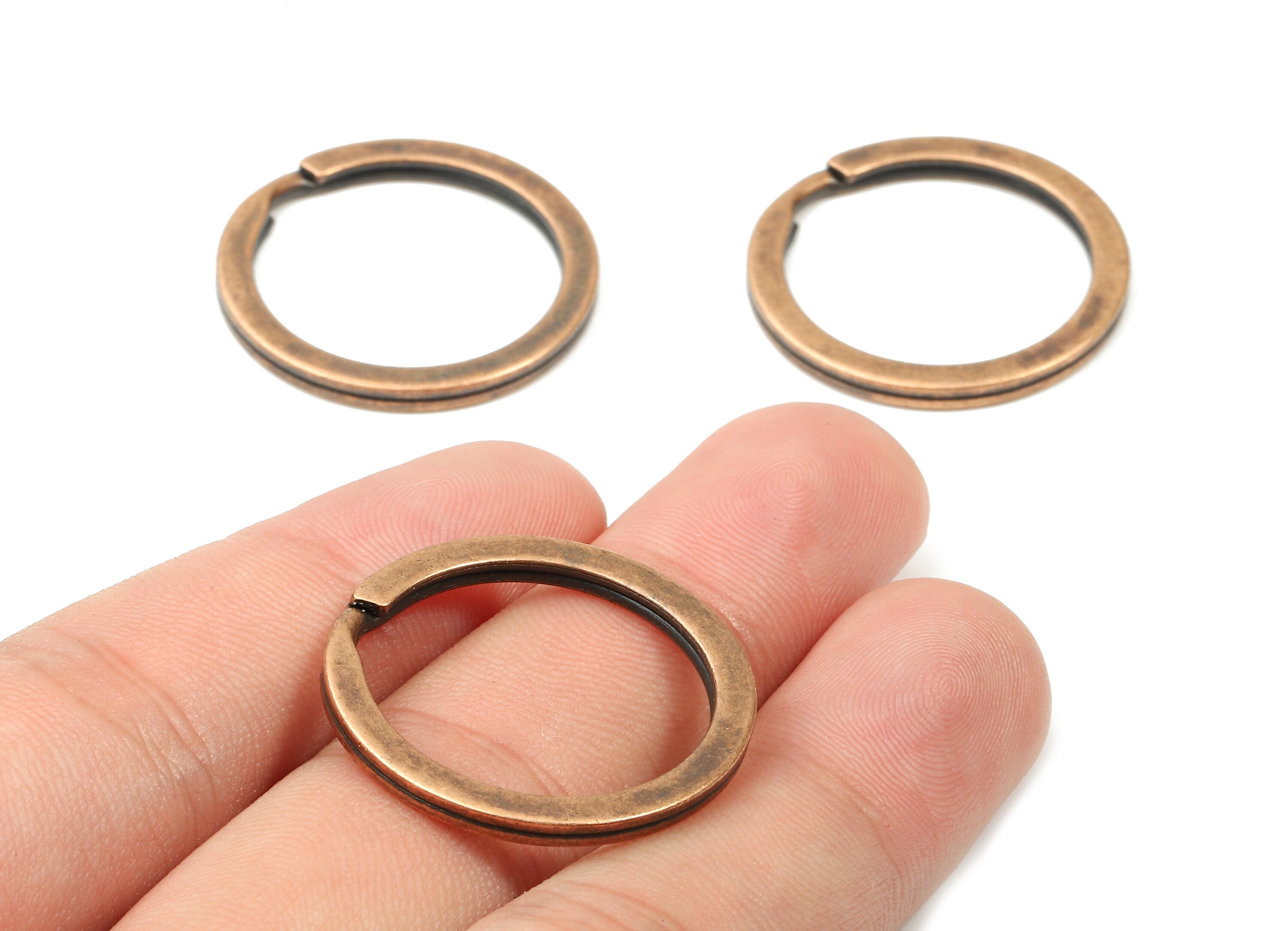 Antique Copper Metal Key Rings - Flat Split Rings - Circle Key Rings - Keychain Connectors - Jewelry Supplies - 27.77x27.77x2mm - PP2858AC - DOMEDBAZAAR