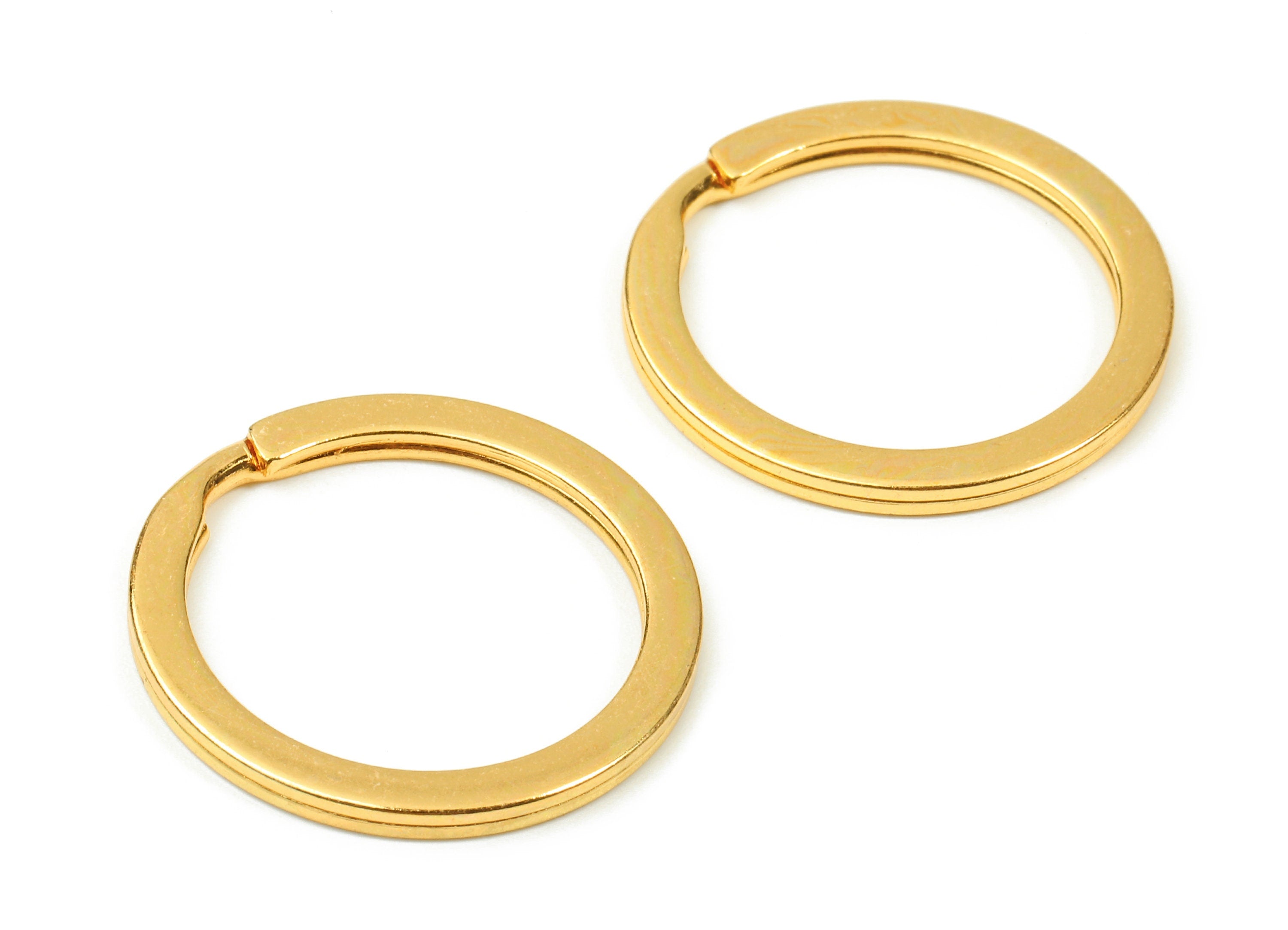 Gold Tone Metal Key Rings - Flat Split Rings - Circle Key Rings - Keychain Connectors - Jewelry Supplies - 27.77x27.77x2mm - PP2858G - DOMEDBAZAAR