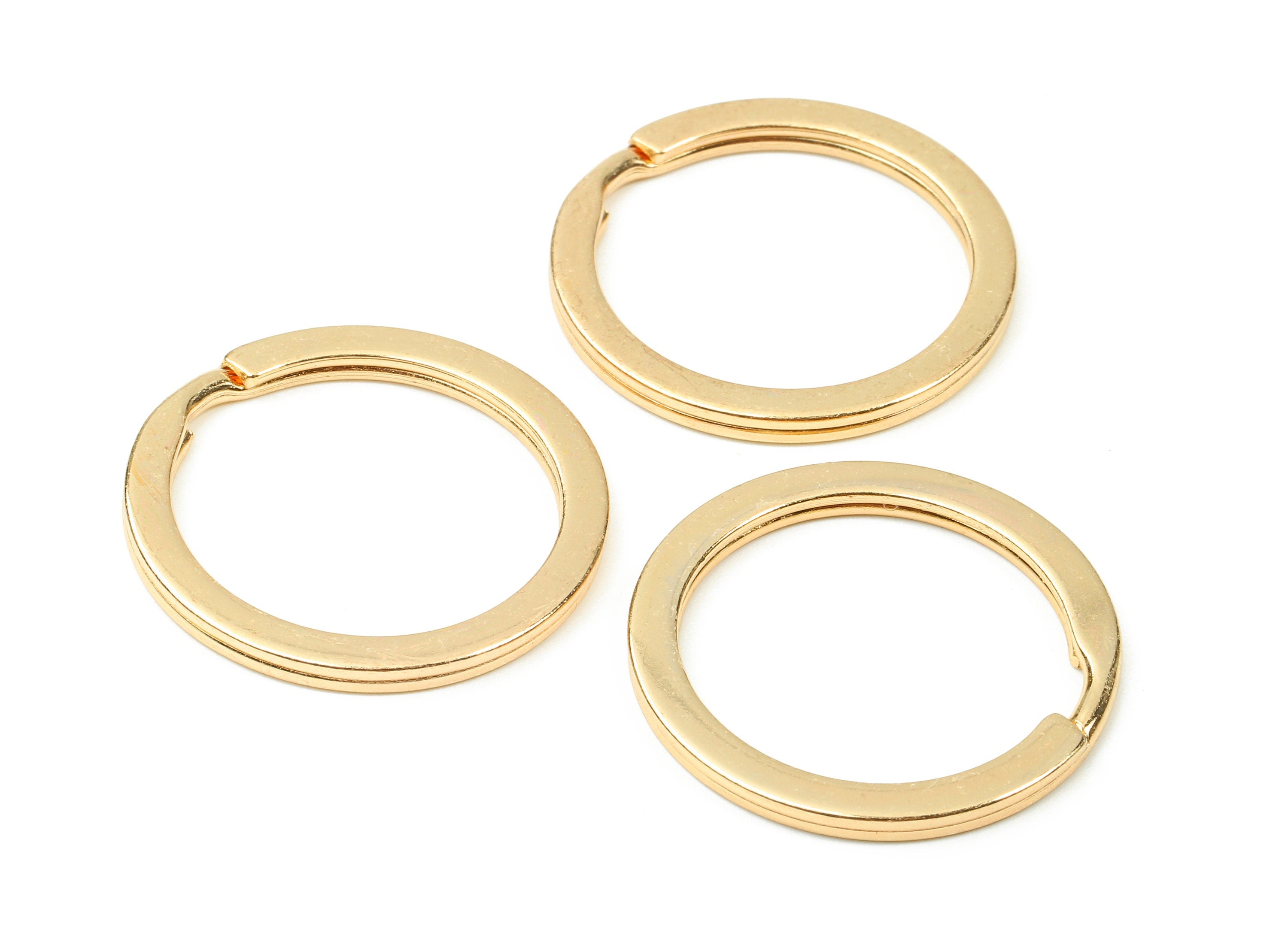 KC Gold Tone Metal Key Rings - Flat Split Rings - Circle Key Rings - Keychain Connectors - Jewelry Supplies - 27.77x27.77x2mm - PP2858KC - DOMEDBAZAAR