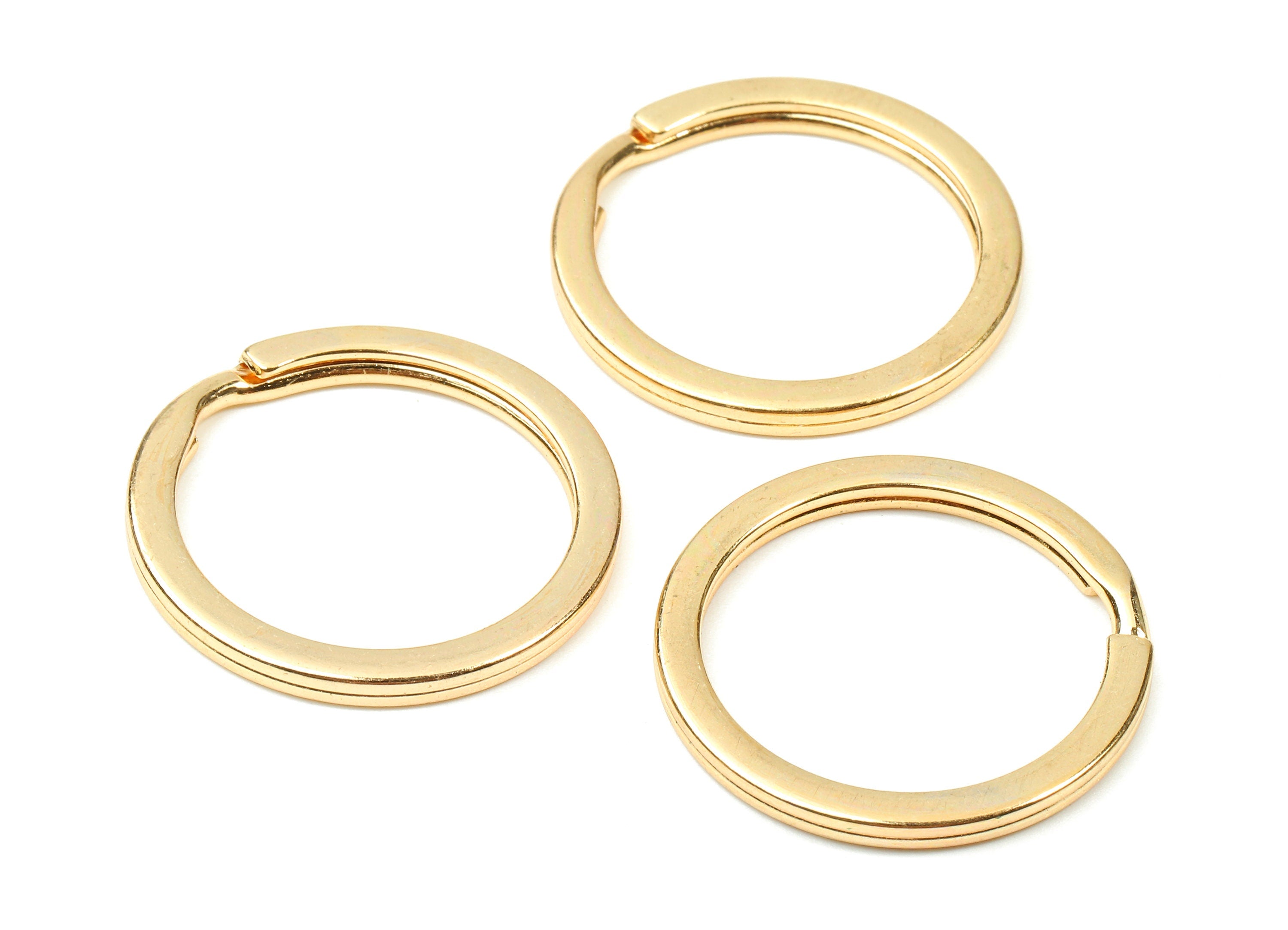 KC Gold Tone Metal Key Rings - Flat Split Rings - Circle Key Rings - Keychain Connectors - Jewelry Supplies - 25.01x25.01x1.8mm - PP2857KC - DOMEDBAZAAR