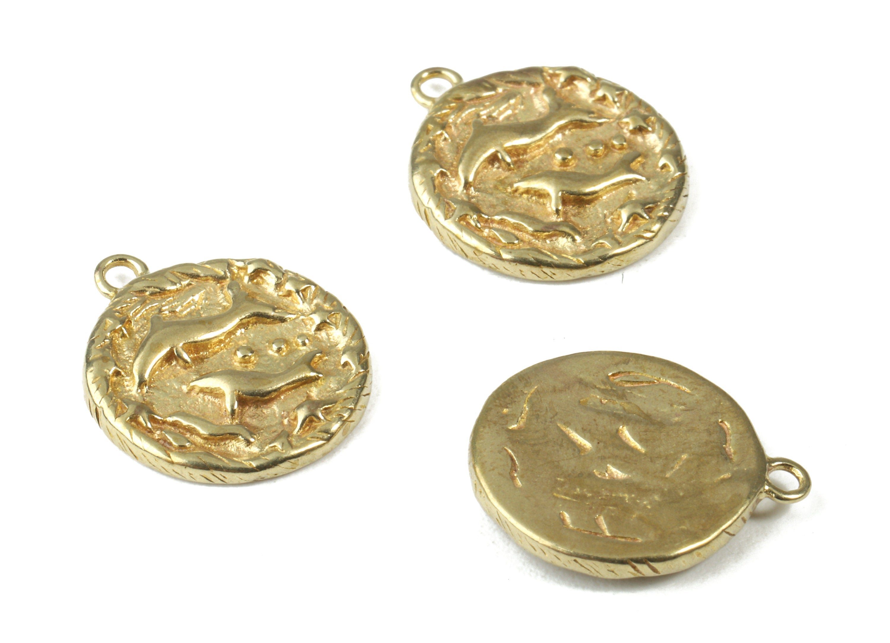Brass Pisces Earring Charms - Raw Brass Horoscopes Pendant and Necklace - Earring Findings - Jewelry Supplies - 16.59x14.39x2.25mm - PP2991 - DOMEDBAZAAR