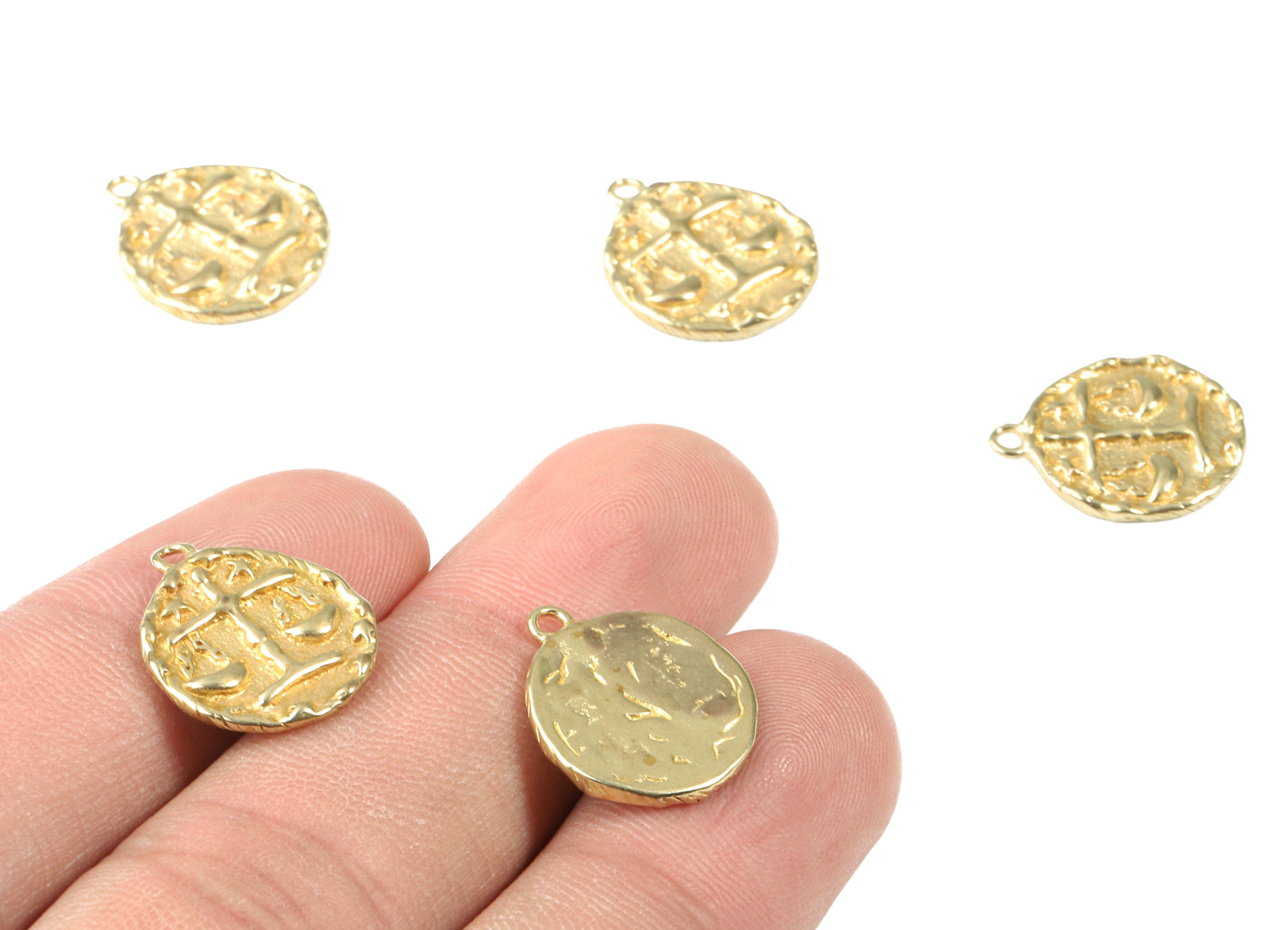 Brass Libra Earring Charms - Raw Brass Horoscopes Pendant and Necklace - Earring Finding - Jewelry Supplies - 16.59x14.39x2.25mm - PP2994 - DOMEDBAZAAR