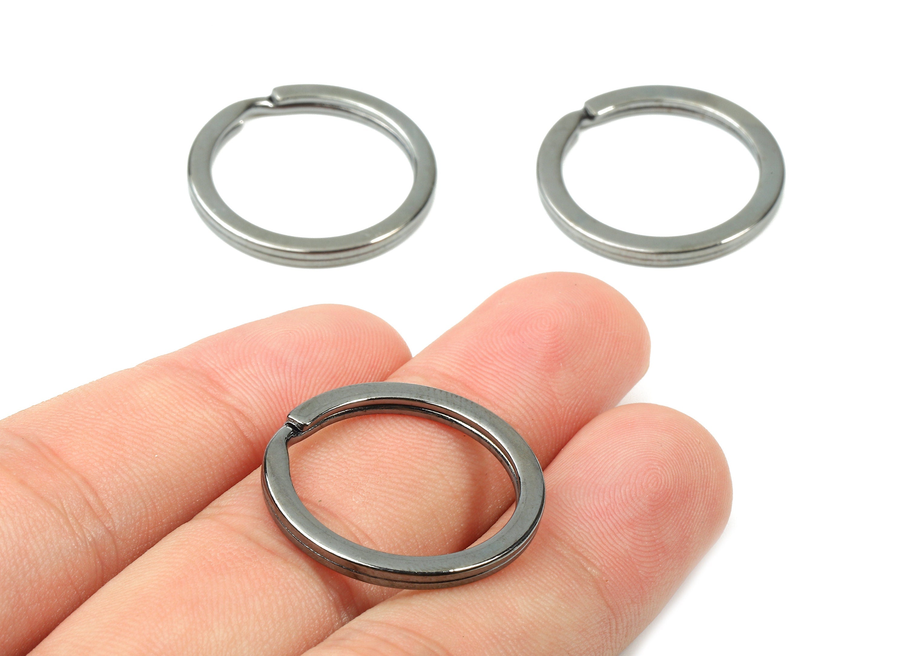 Gunmetal Metal Key Rings - Flat Split Rings - Circle Key Rings - Keychain Connectors - Jewelry Supplies - 25.01x25.01x1.8mm - PP2857GM - DOMEDBAZAAR