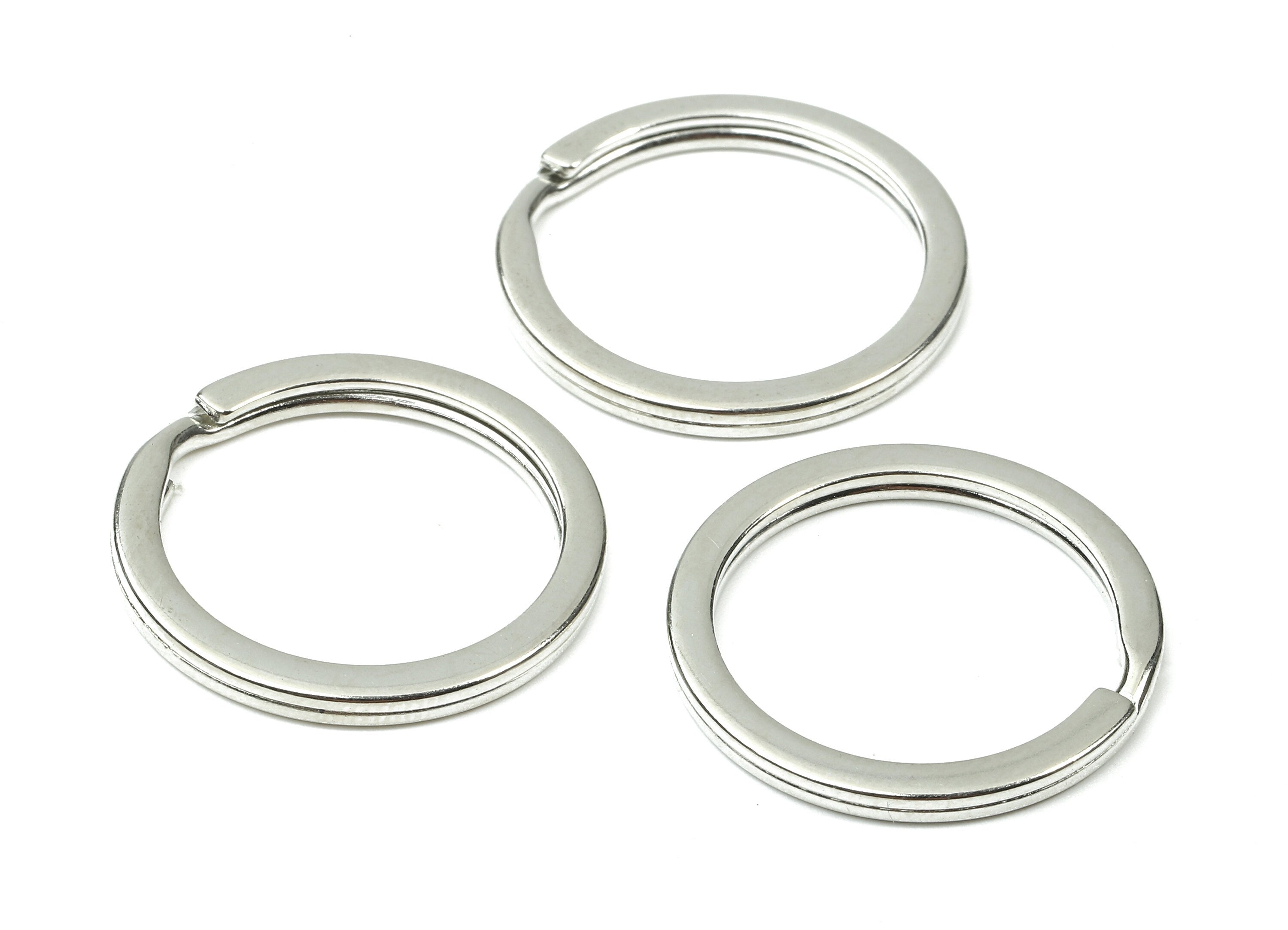 Silver Plated Metal Key Rings - Flat Split Rings - Circle Key Rings - Keychain Connectors - Jewelry Supplies - 25.01x25.01x1.8mm - PP2857S - DOMEDBAZAAR