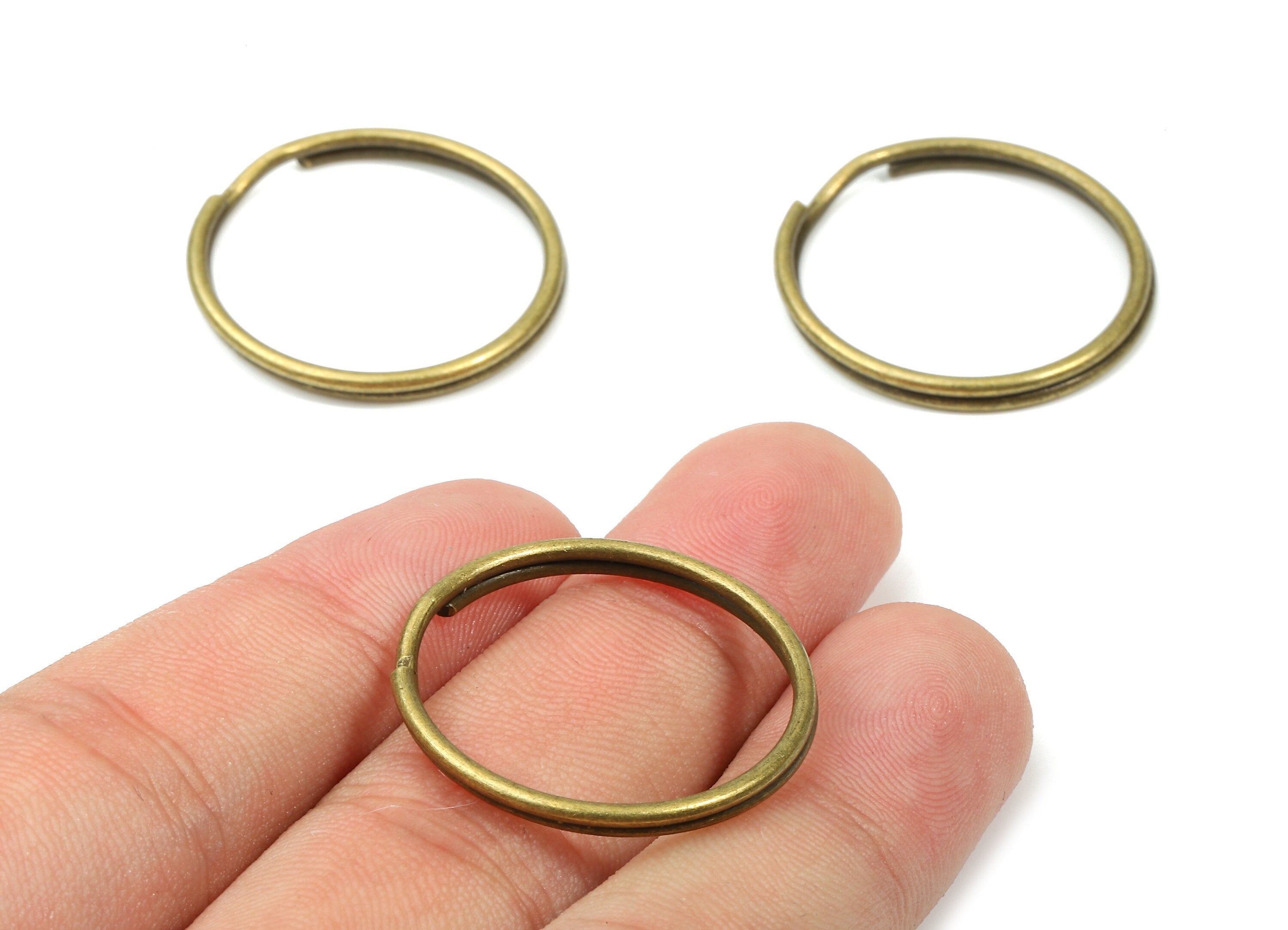Antique Bronze Metal Key Rings - Split Rings - Circle Key Rings - Keychain Connectors - Key Ring Findings - 27.62x27.62x1.5mm - PP2852AB - DOMEDBAZAAR