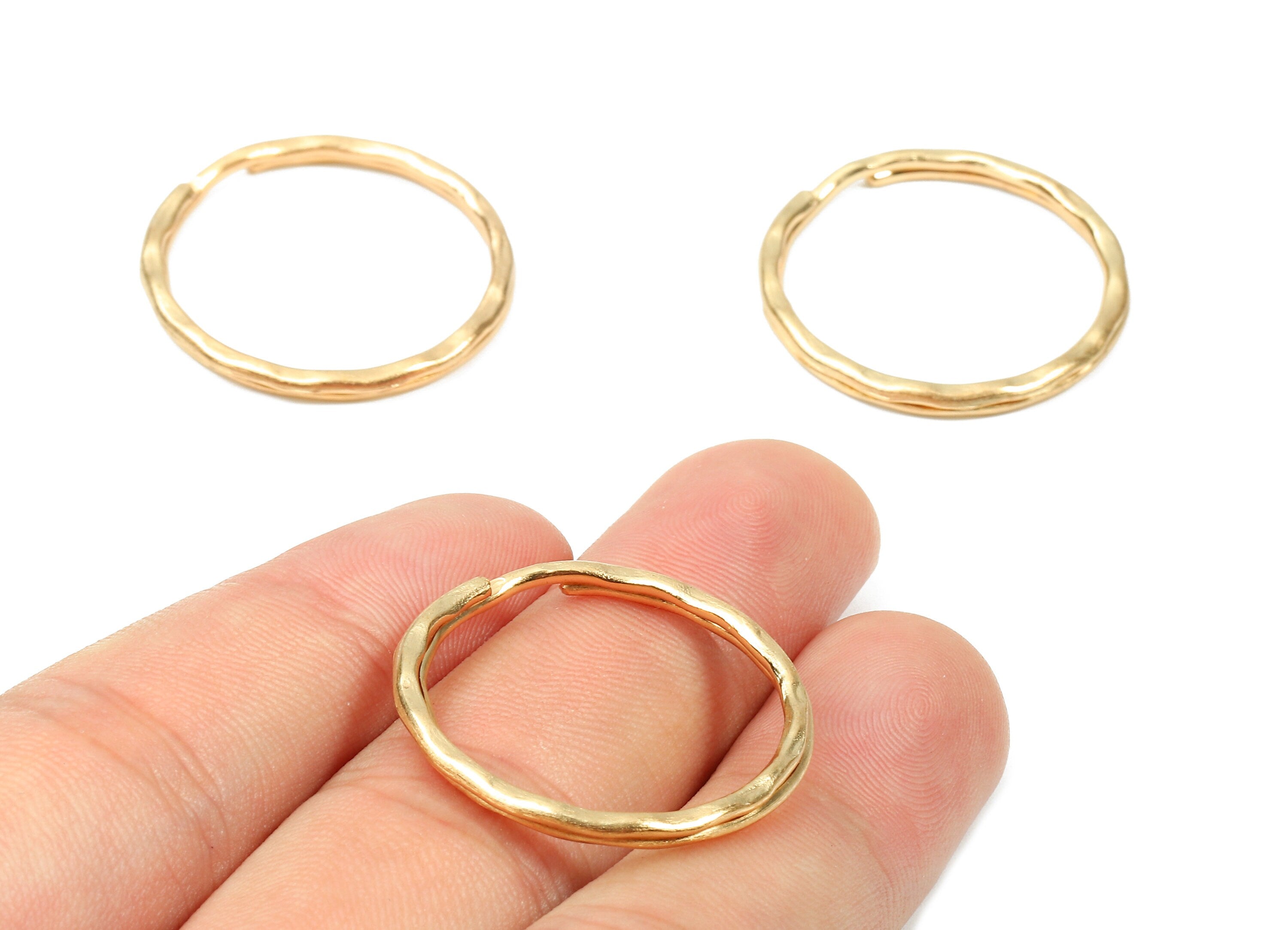 KC Gold Tone Metal Key Rings - Split Rings - Circle Key Rings - Keychain Connectors - Key Ring Findings - 27.64x27.64x1.5mm - PP2855KC - DOMEDBAZAAR