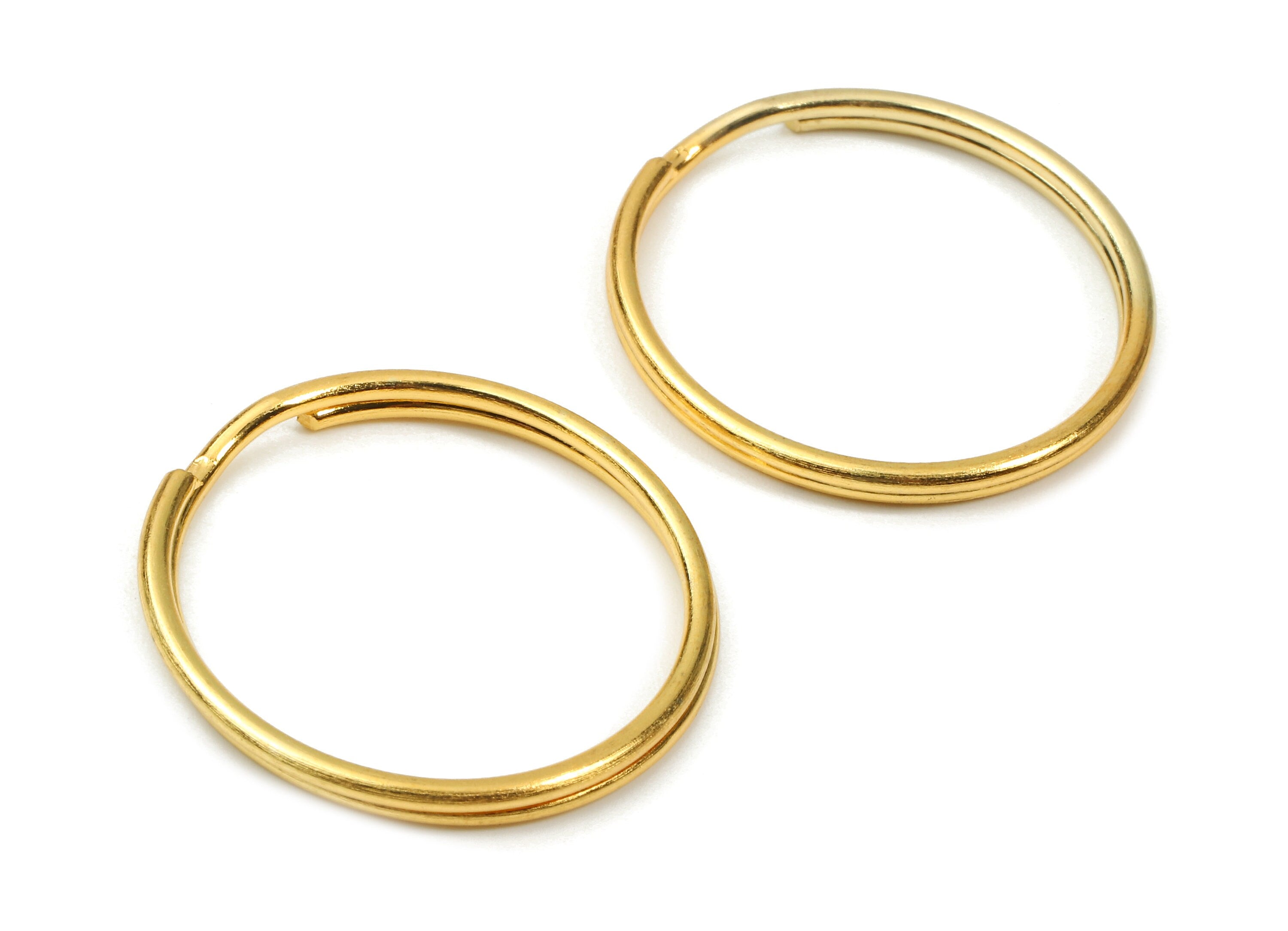 Gold Tone Metal Key Rings - Split Rings - Circle Key Rings - Keychain Connectors - Key Ring Findings - 25x25x1.5mm - PP2852G - DOMEDBAZAAR