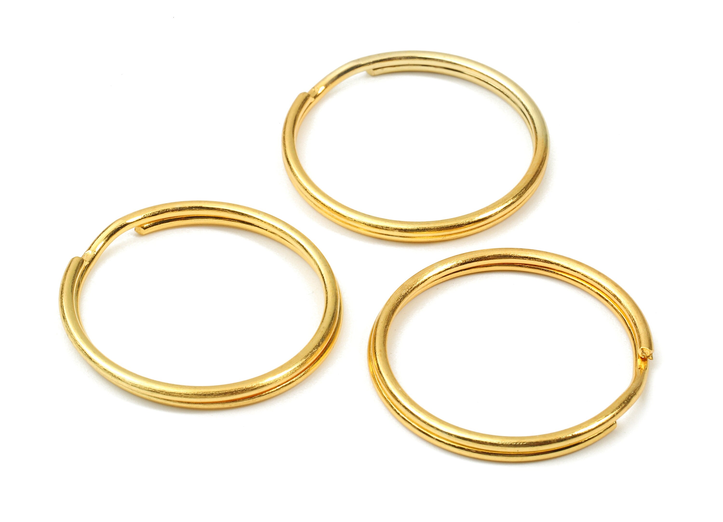 Gold Tone Metal Key Rings - Split Rings - Circle Key Rings - Keychain Connectors - Key Ring Findings - 25x25x1.5mm - PP2852G - DOMEDBAZAAR
