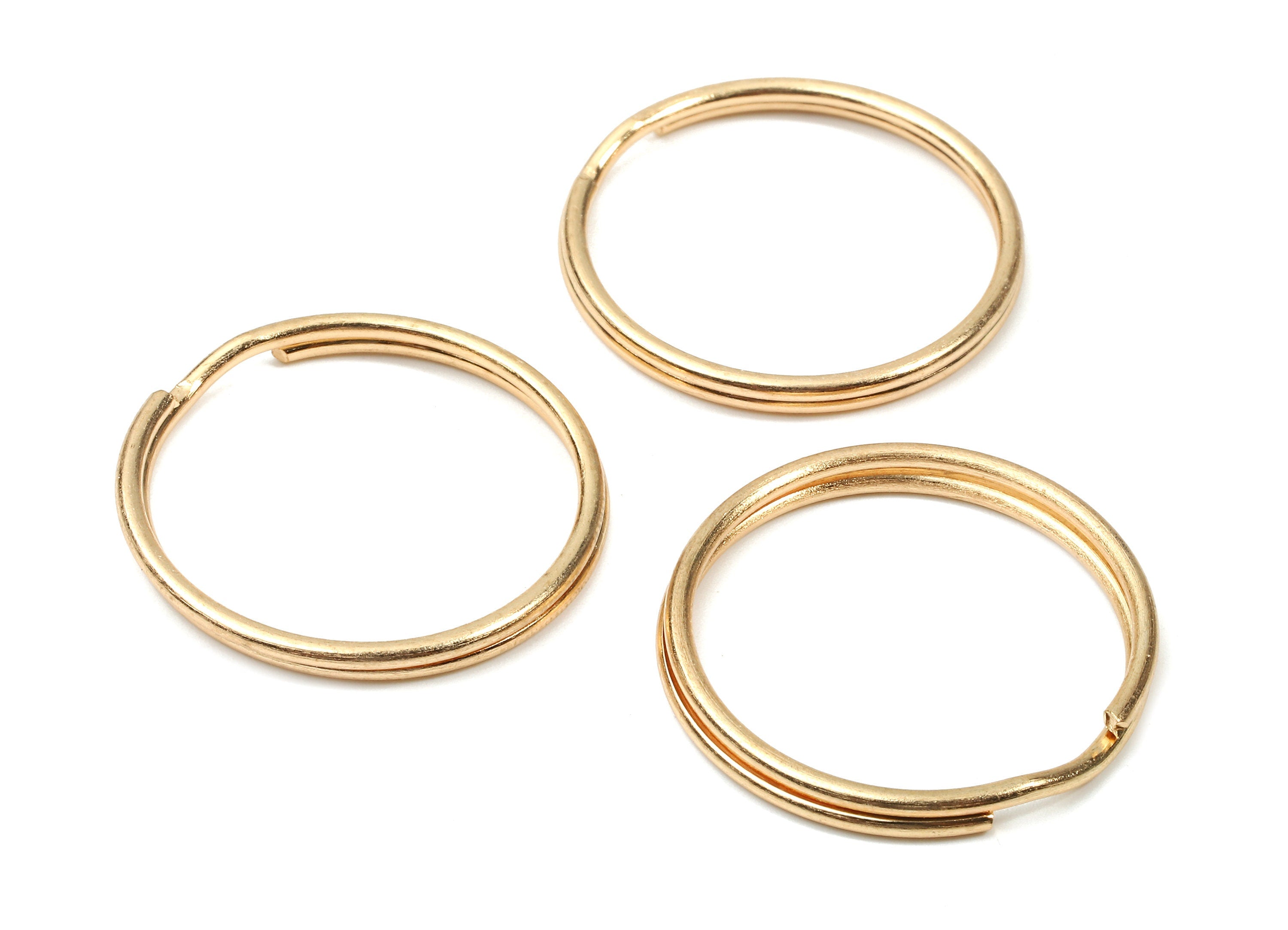 KC Gold Tone Metal Key Rings - Split Rings - Circle Key Rings - Keychain Connectors - Key Ring Findings - 27.62x27.62x1.5mm - PP2852KC - DOMEDBAZAAR
