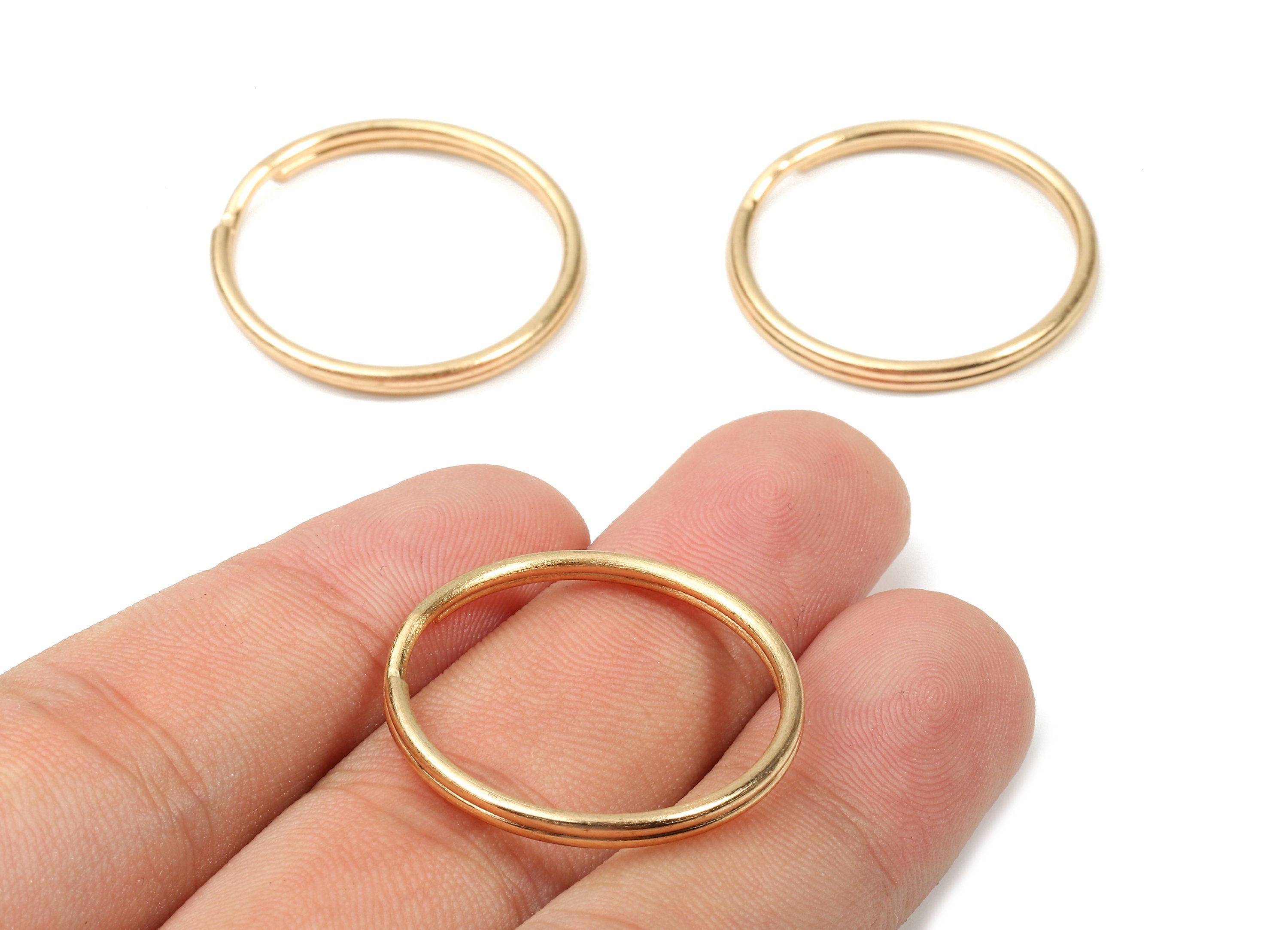 KC Gold Tone Metal Key Rings - Split Rings - Circle Key Rings - Keychain Connectors - Key Ring Findings - 27.62x27.62x1.5mm - PP2852KC - DOMEDBAZAAR