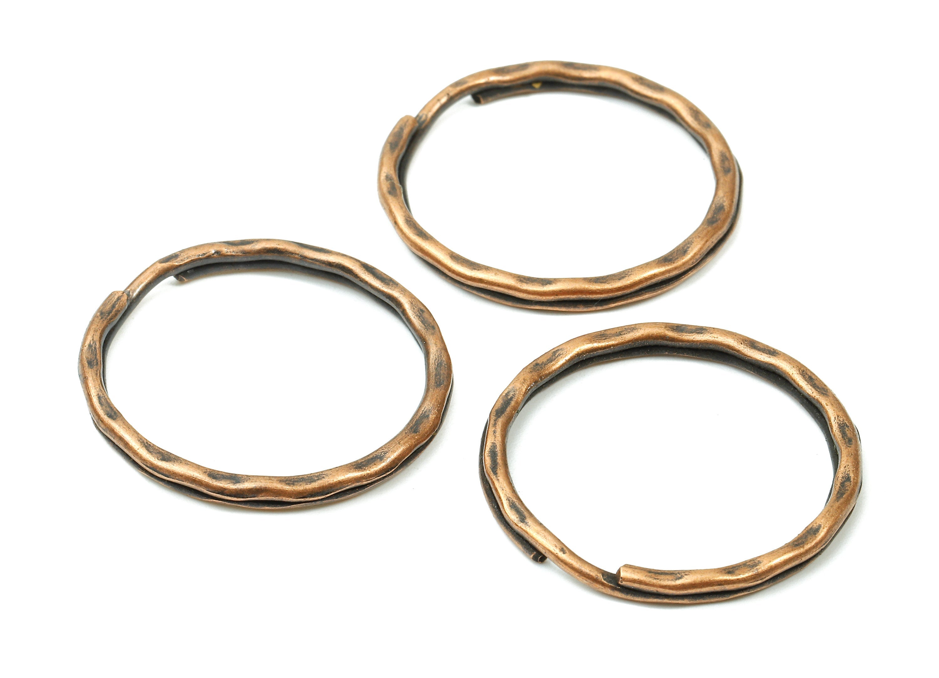 Antique Copper Metal Key Rings - Split Rings - Circle Key Rings - Keychain Connectors - Key Ring Findings - 27.64x27.64x1.5mm - PP2855AC - DOMEDBAZAAR