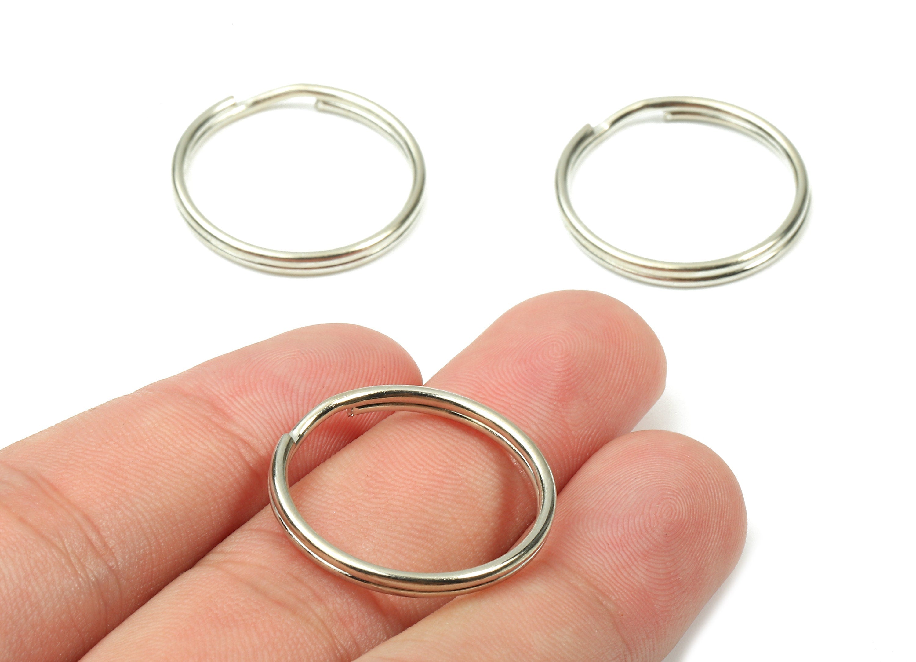 Silver Plated Metal Key Rings - Split Rings - Circle Key Rings - Keychain Connectors - Key Ring Findings - 24.59x24.59x1.5mm - PP2851S - DOMEDBAZAAR