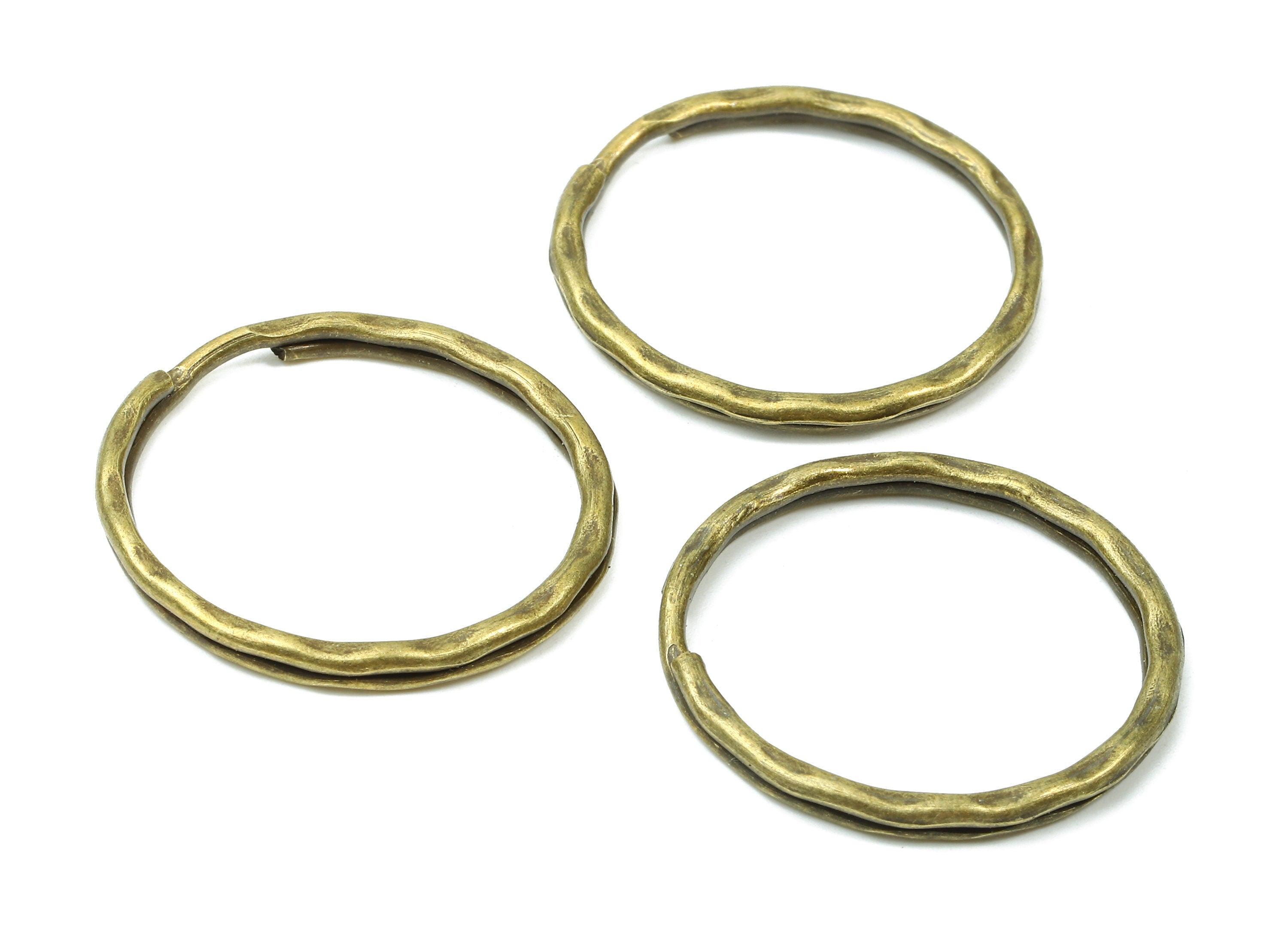 Antique Bronze Metal Key Rings - Split Rings - Circle Key Rings - Keychain Connectors - Key Ring Findings - 27.64x27.64x1.5mm - PP2855AB - DOMEDBAZAAR