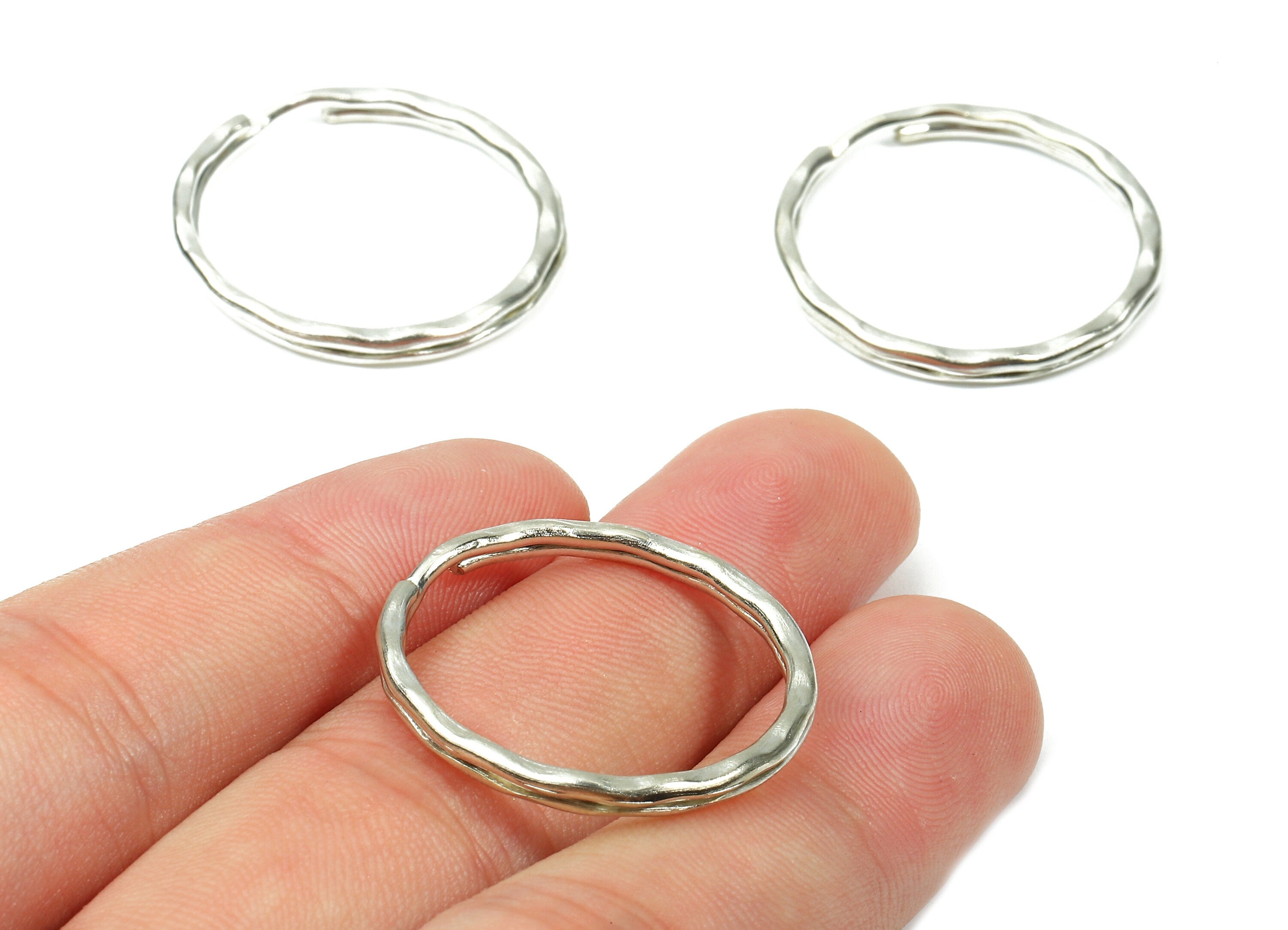 Silver Tone Key Rings - Split Rings - Circle Key Rings - Keychain Connectors - Key Ring Findings - 27.64x27.64x1.5mm - PP2855S - DOMEDBAZAAR