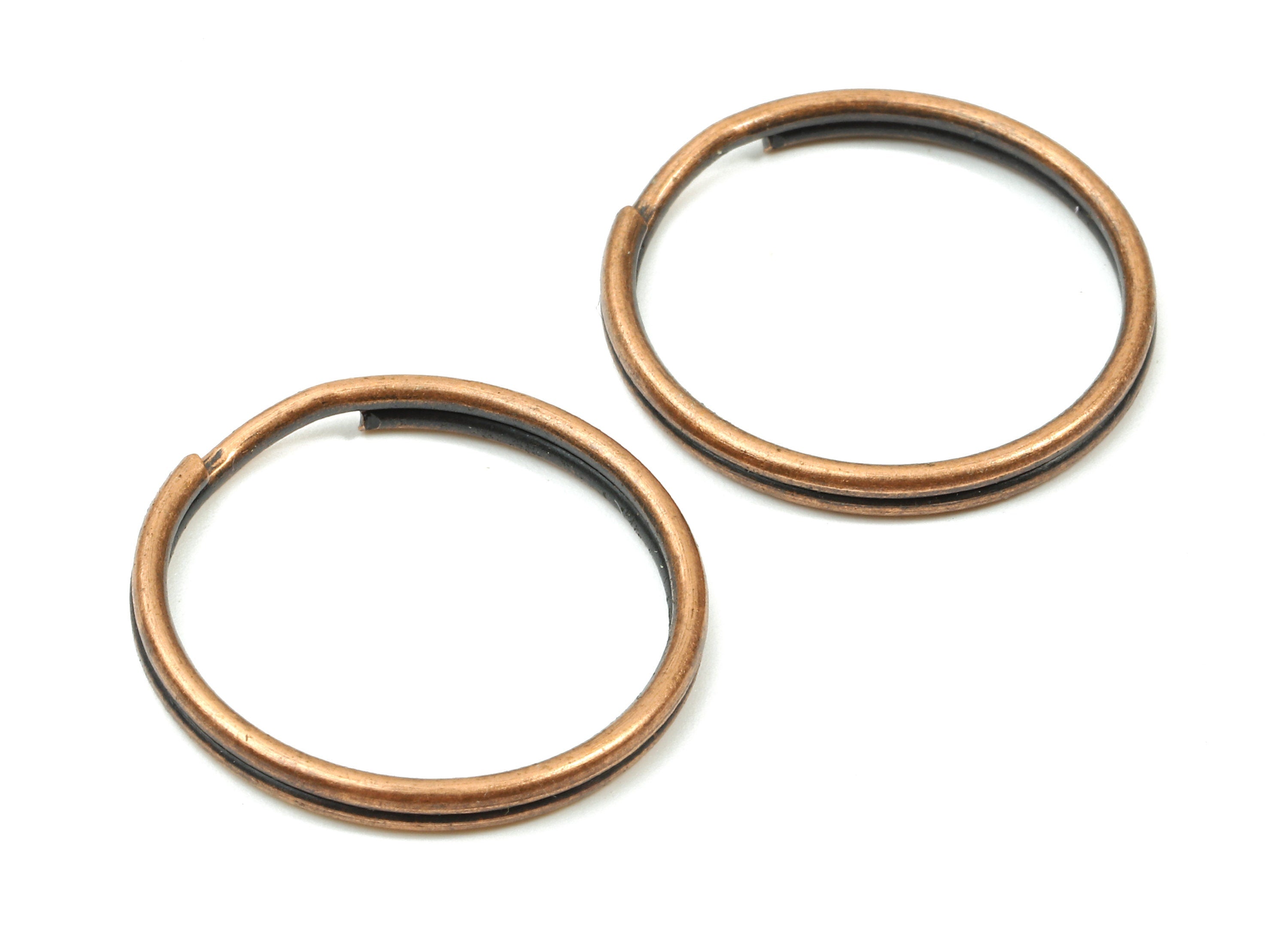 Antique Copper Metal Key Rings - Split Rings - Circle Key Rings - Keychain Connectors - Key Ring Findings - 24.59x24.59x1.5mm - PP2851AC - DOMEDBAZAAR