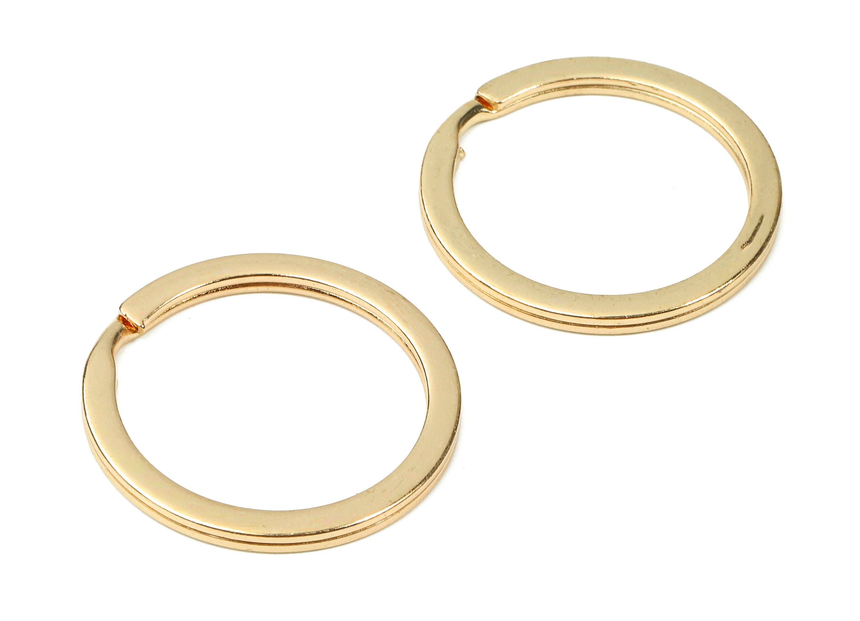 KC Gold Tone Metal Key Rings - Falt Split Rings - Circle Key Rings - Keychain Connectors - Key Ring Findings - 29.8x29.8x2mm - PP2859KC - DOMEDBAZAAR