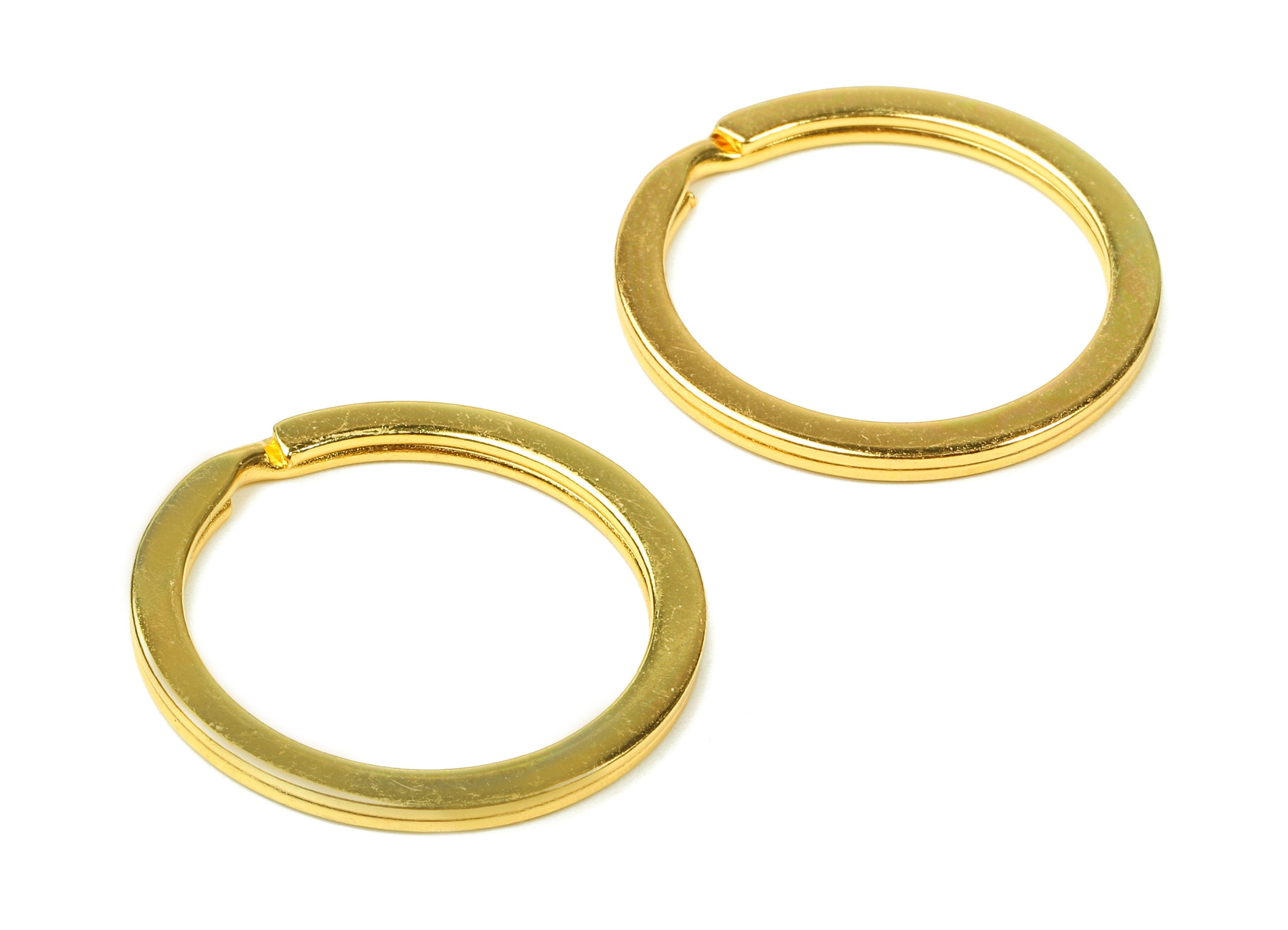 Gold Tone Metal Key Rings - Falt Split Rings - Circle Key Rings - Keychain Connectors - Key Ring Findings - 29.8x29.8x2mm - PP2859G - DOMEDBAZAAR