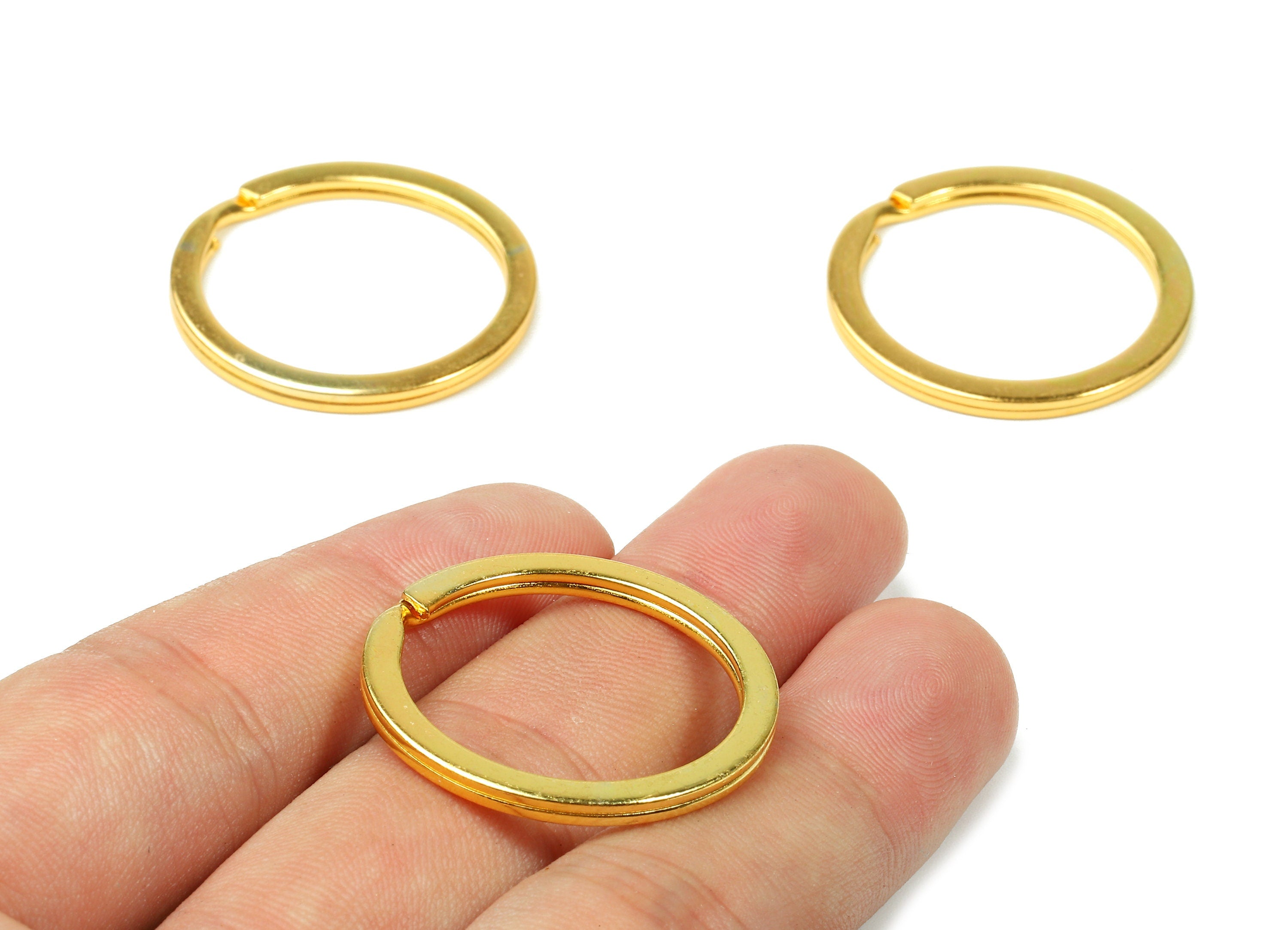 Gold Tone Metal Key Rings - Falt Split Rings - Circle Key Rings - Keychain Connectors - Key Ring Findings - 29.8x29.8x2mm - PP2859G - DOMEDBAZAAR