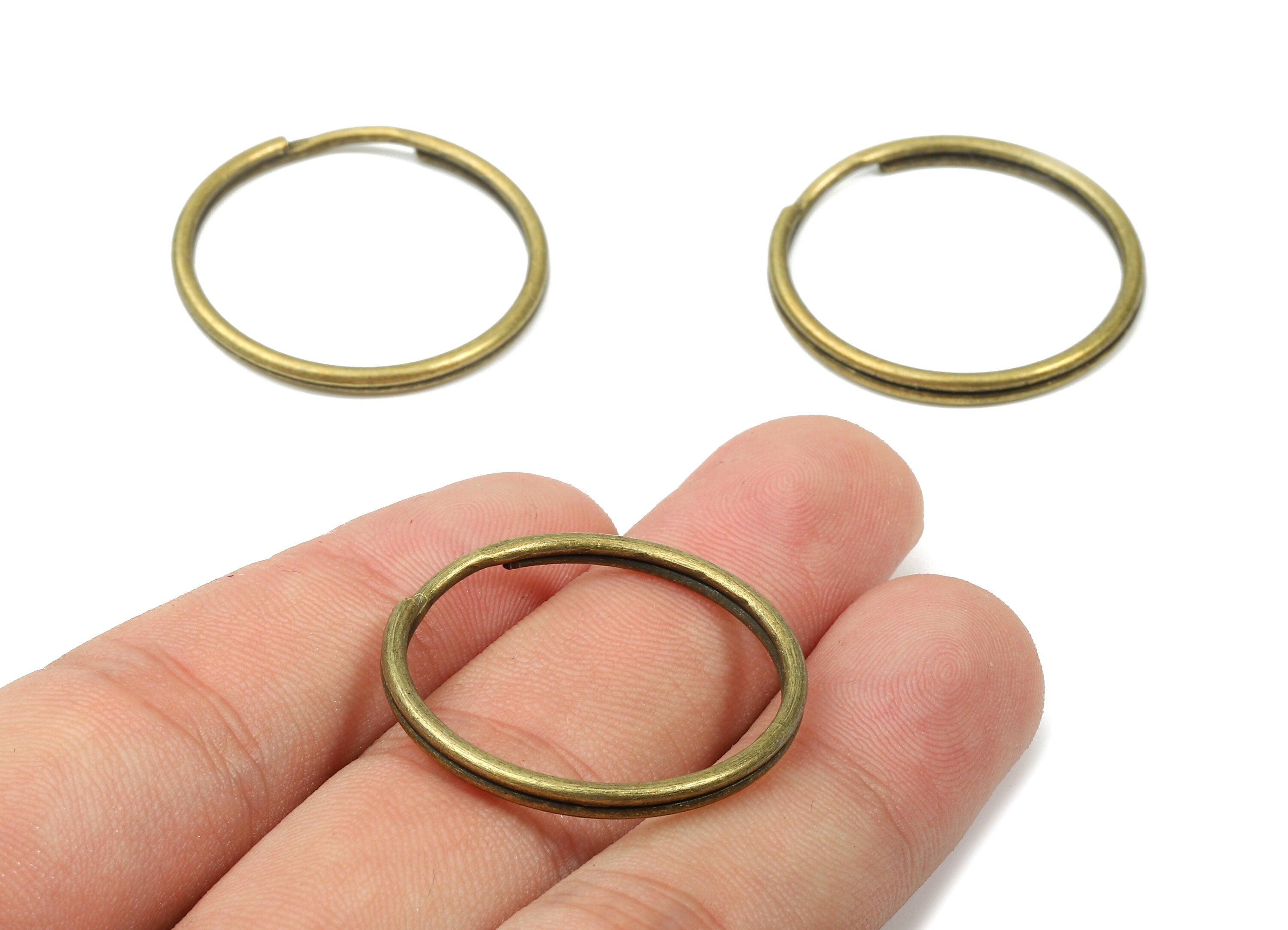 Antique Bronze Metal Key Rings - Split Rings - Circle Key Rings - Keychain Connectors - Key Ring Findings - 29.37x29.37x1.73mm - PP2853AB - DOMEDBAZAAR