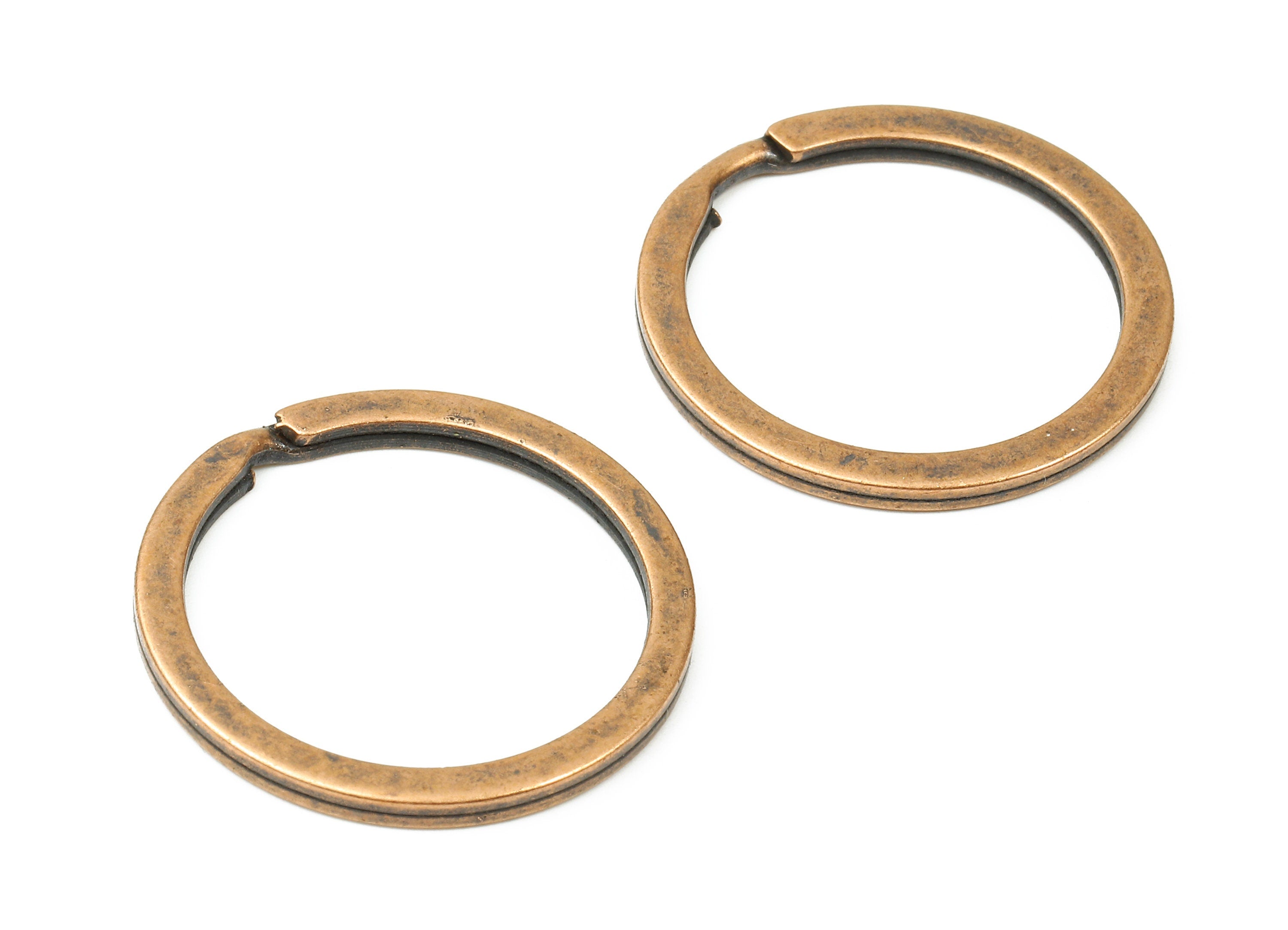 Antique Copper Metal Key Rings - Falt Split Rings - Circle Key Rings - Keychain Connectors - Key Ring Findings - 29.8x29.8x2mm - PP2859AC - DOMEDBAZAAR