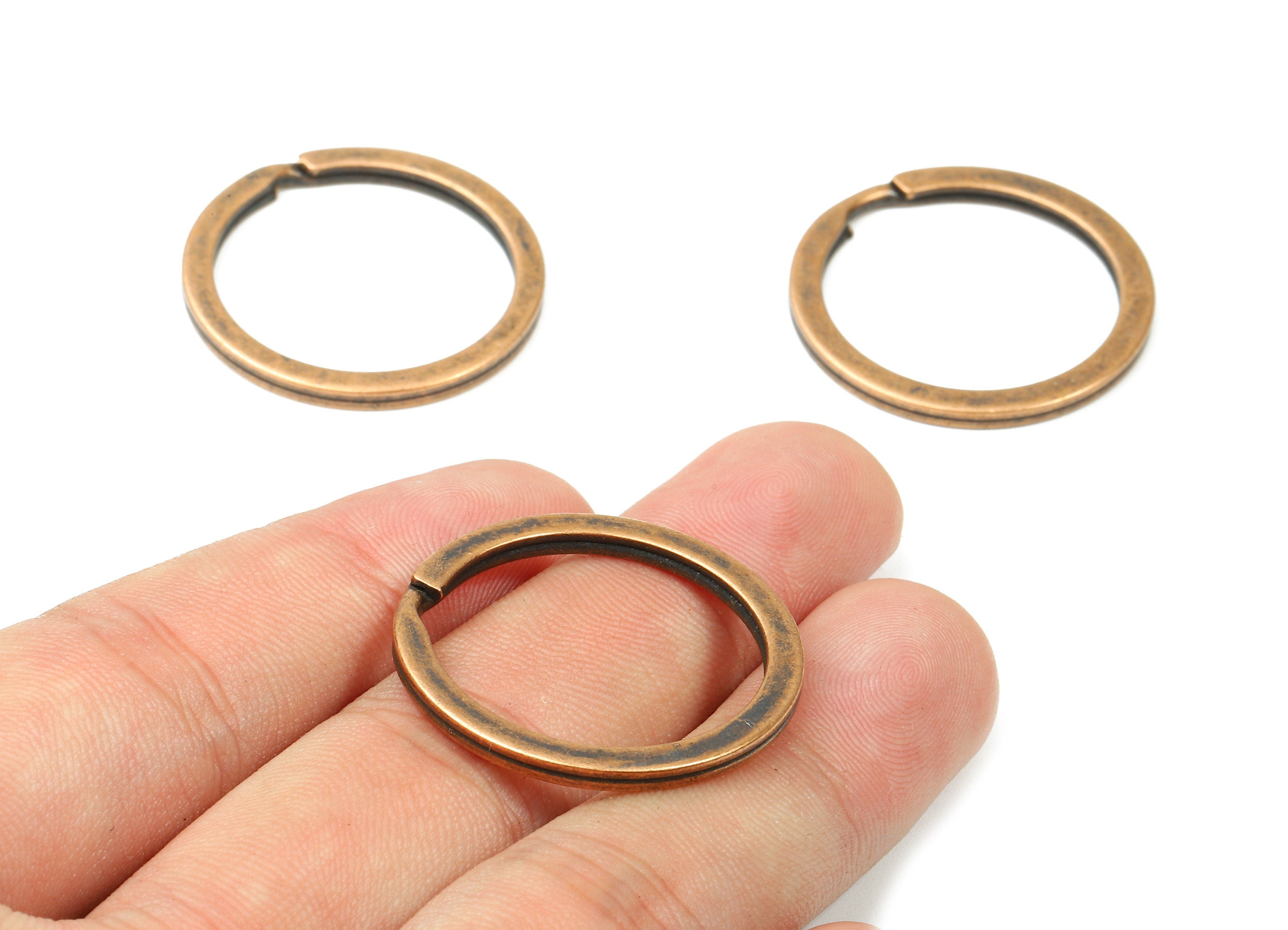 Antique Copper Metal Key Rings - Falt Split Rings - Circle Key Rings - Keychain Connectors - Key Ring Findings - 29.8x29.8x2mm - PP2859AC - DOMEDBAZAAR