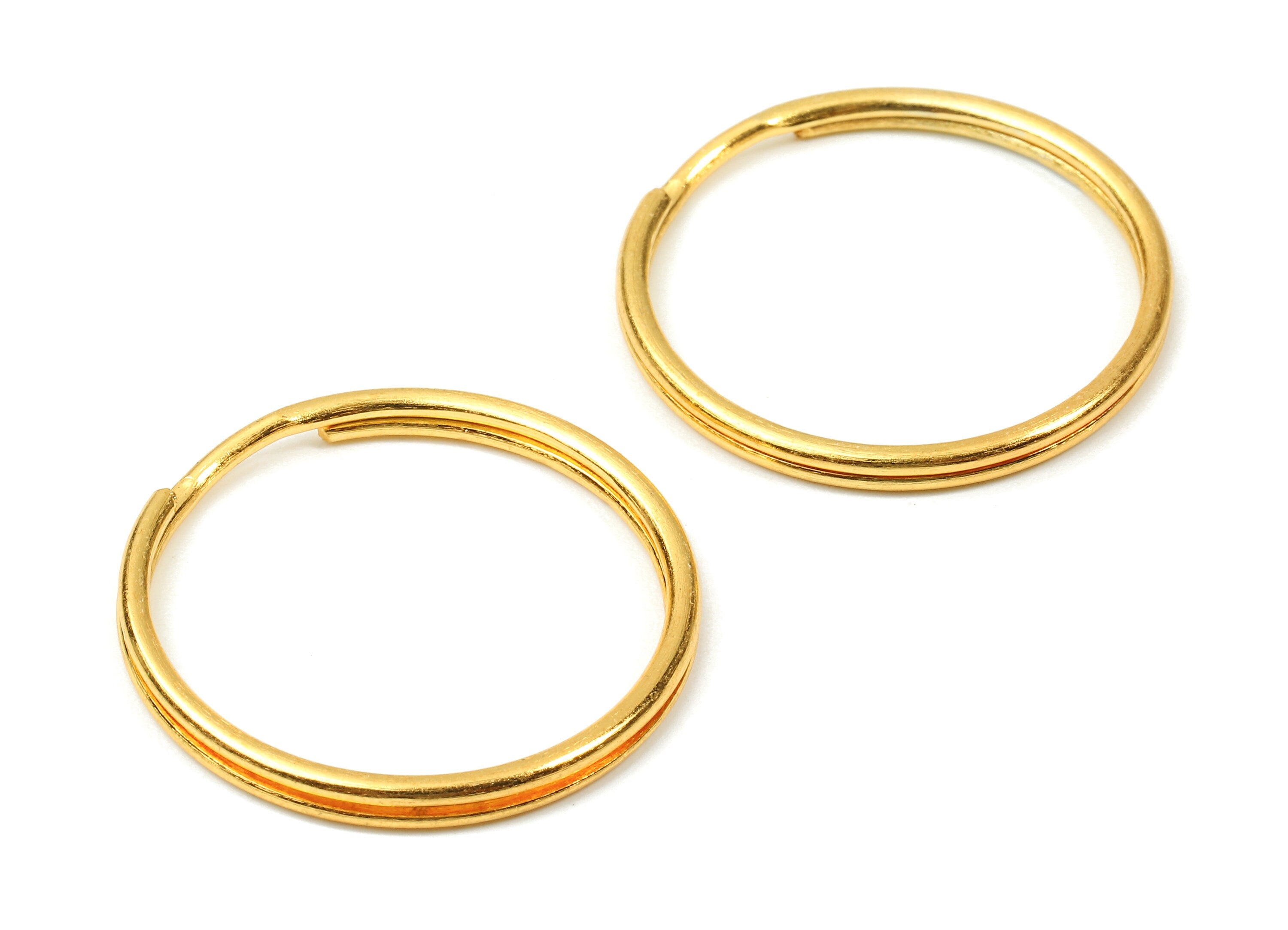Gold Tone Metal Key Rings - Split Rings - Circle Key Rings - Keychain Connectors - Key Ring Findings - 29.37x29.37x1.73mm - PP2853G - DOMEDBAZAAR