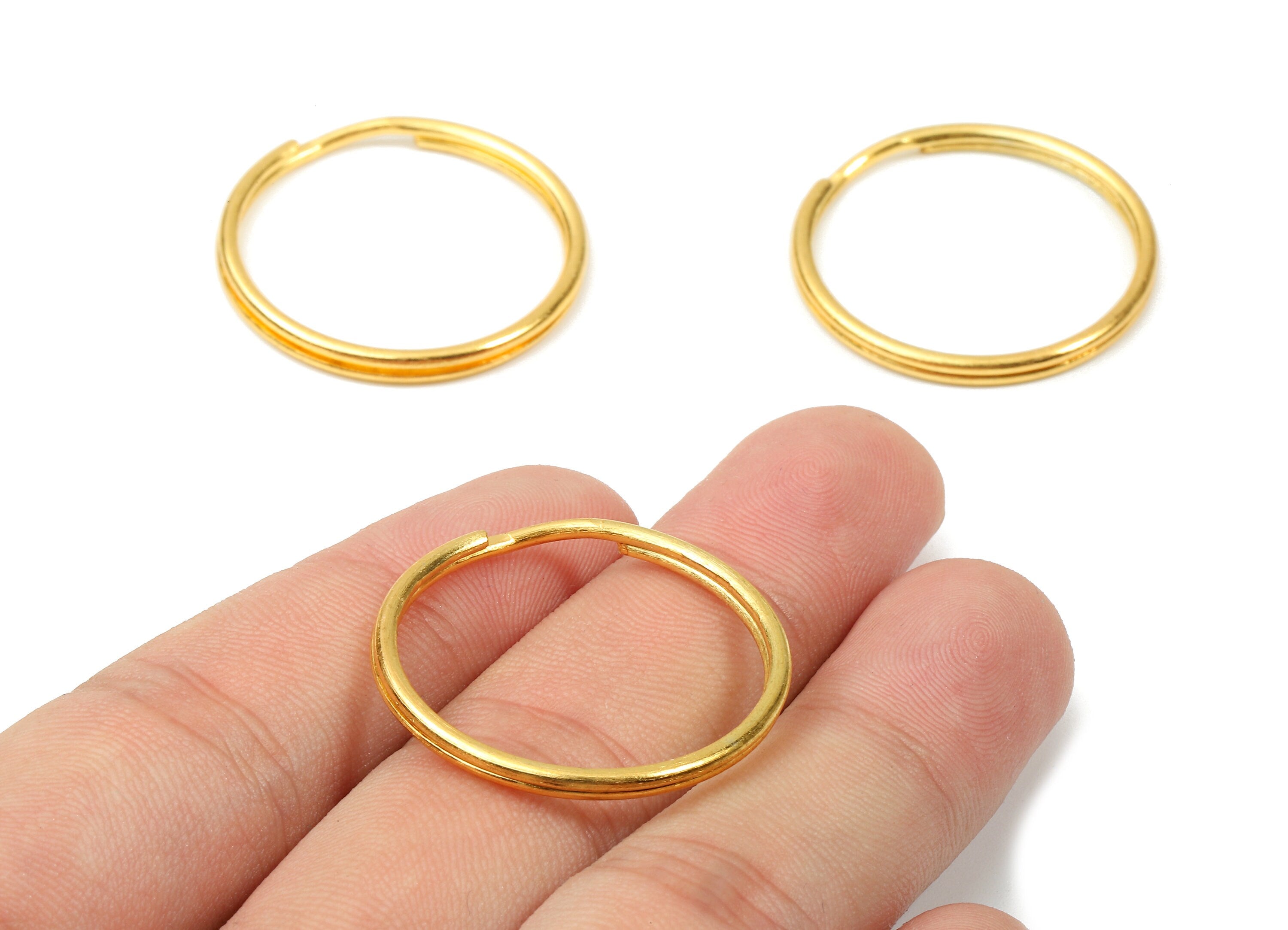 Gold Tone Metal Key Rings - Split Rings - Circle Key Rings - Keychain Connectors - Key Ring Findings - 29.37x29.37x1.73mm - PP2853G - DOMEDBAZAAR