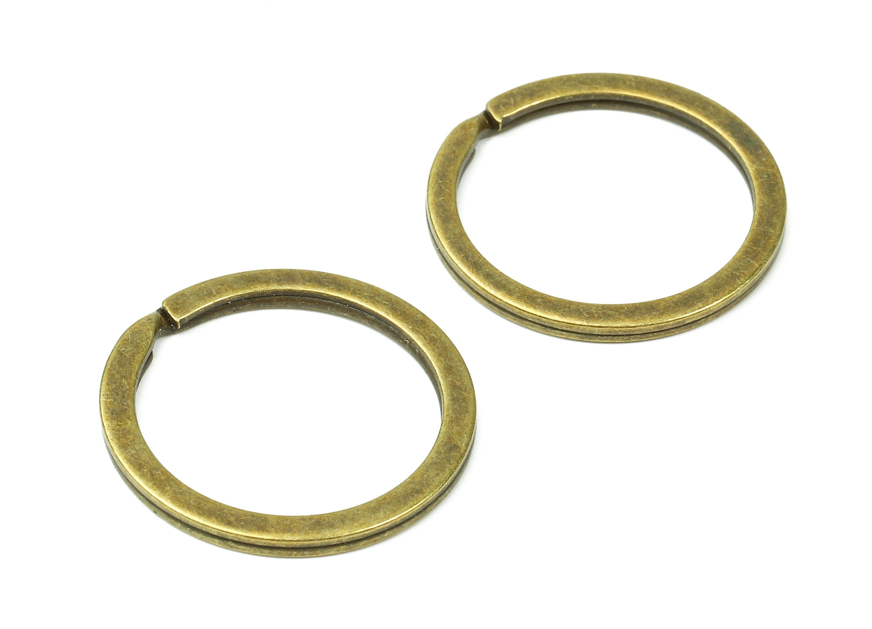 Antique Bronze Metal Key Rings - Falt Split Rings - Circle Key Rings - Keychain Connectors - Key Ring Findings - 29.8x29.8x2mm - PP2859AB - DOMEDBAZAAR