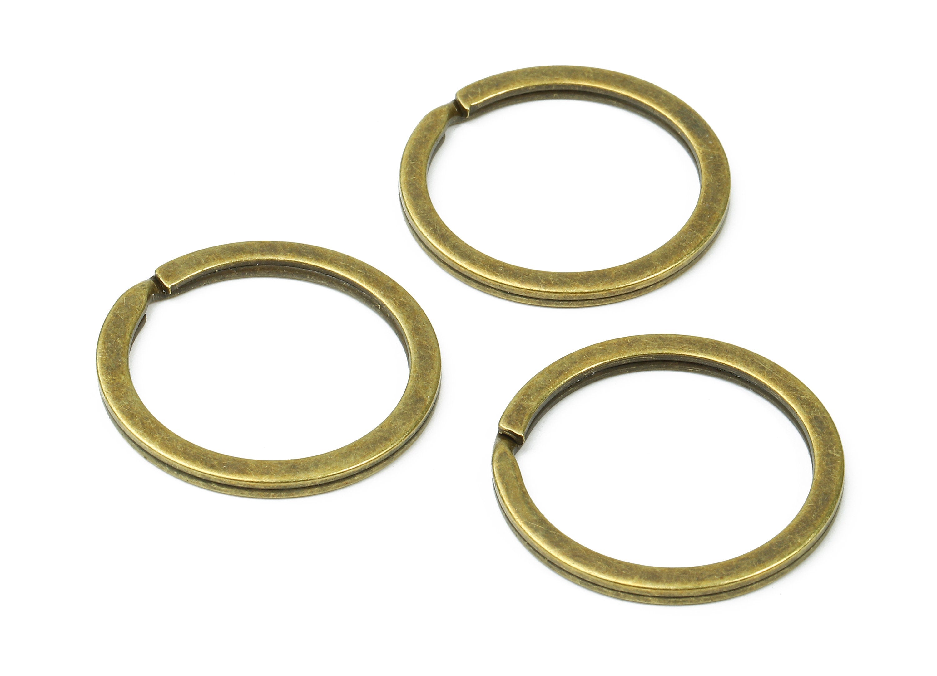 Antique Bronze Metal Key Rings - Falt Split Rings - Circle Key Rings - Keychain Connectors - Key Ring Findings - 29.8x29.8x2mm - PP2859AB - DOMEDBAZAAR
