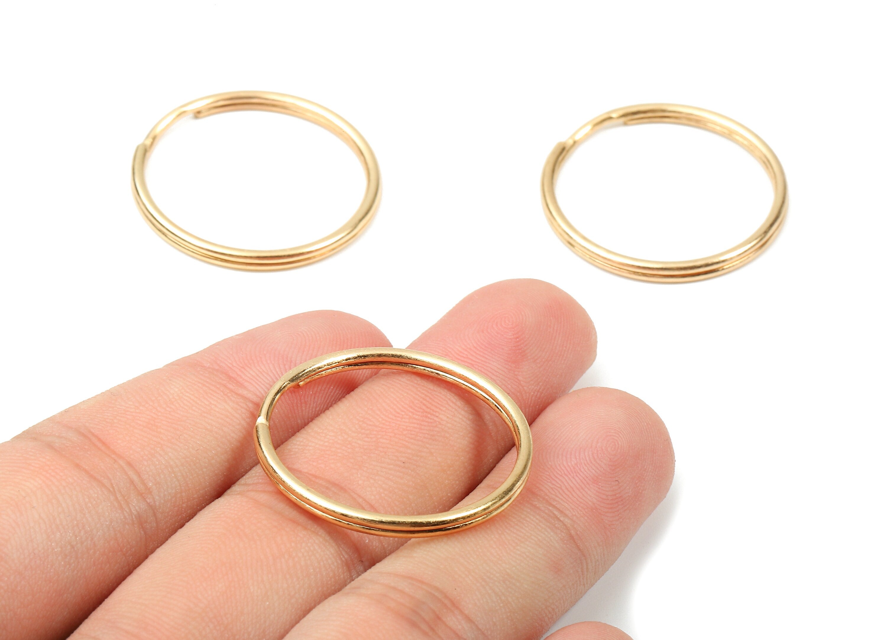 KC Gold Tone Metal Key Rings - Split Rings - Circle Key Rings - Keychain Connectors - Key Ring Findings - 29.37x29.37x1.73mm - PP2853KC - DOMEDBAZAAR