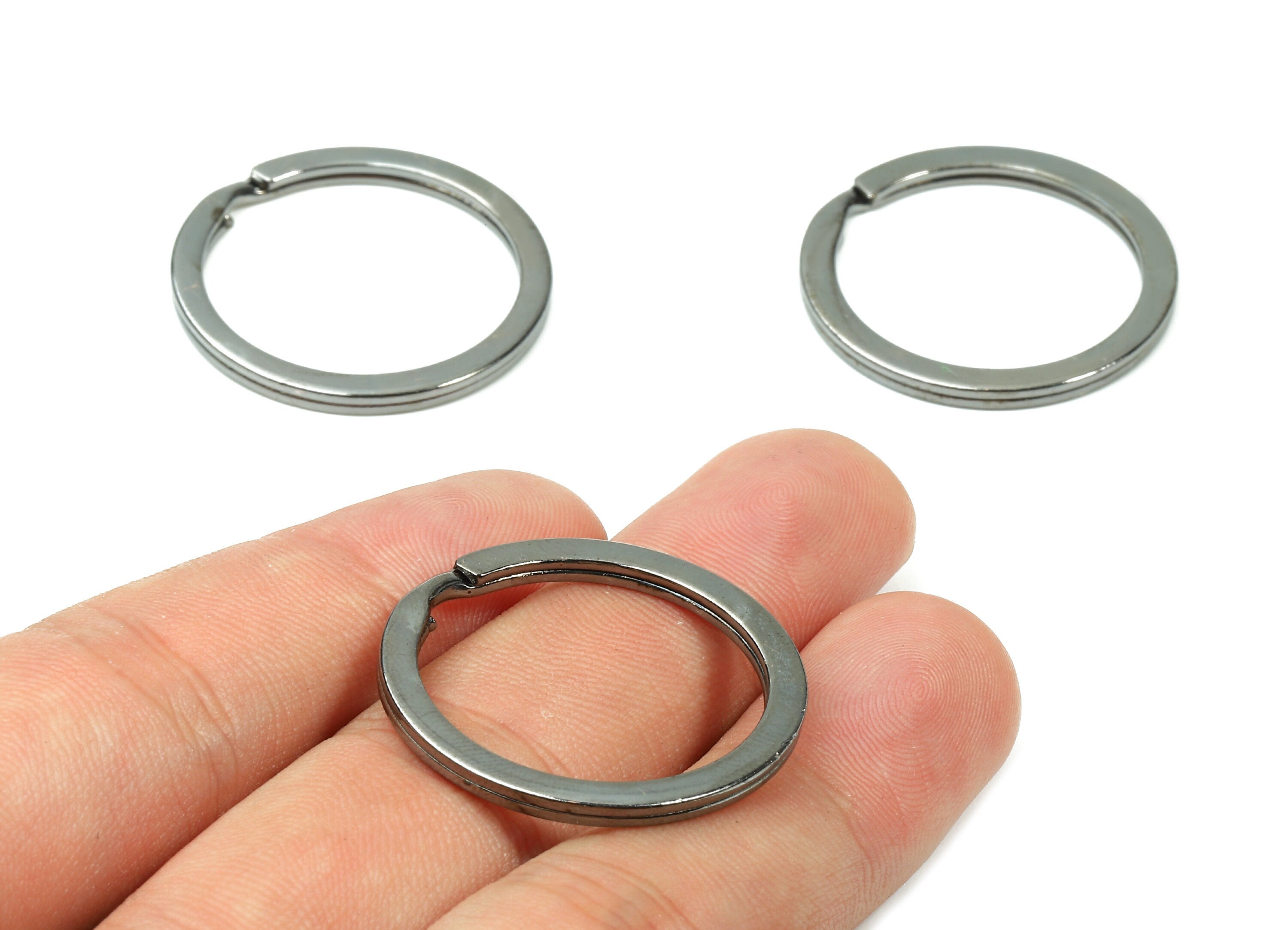 Gunmetal Metal Key Rings - Falt Split Rings - Circle Key Rings - Keychain Connectors - Key Ring Findings - 29.8x29.8x2mm - PP2859GM - DOMEDBAZAAR