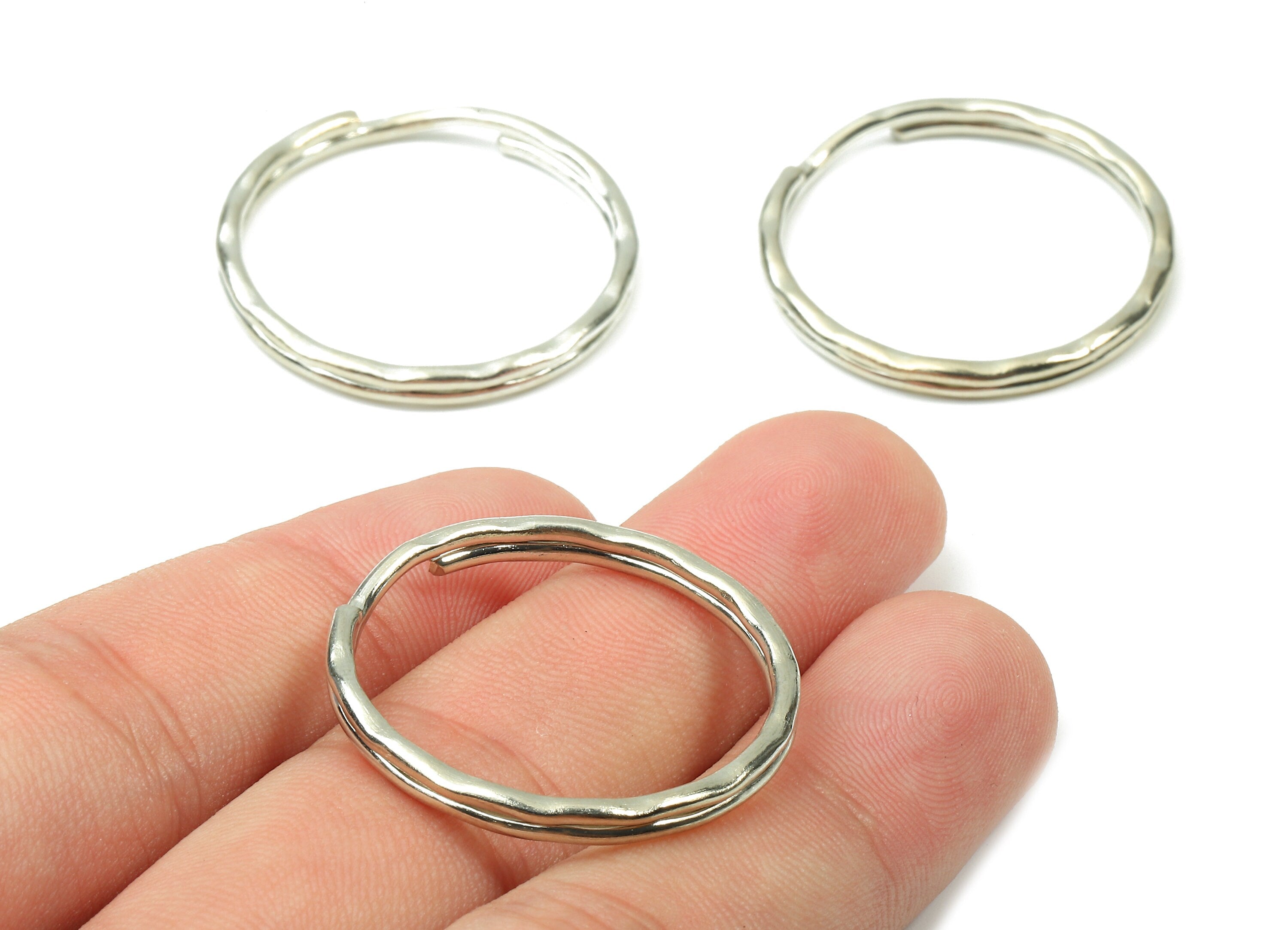 Silver Tone Metal Key Rings - Split Rings - Circle Key Rings - Keychain Connectors - Key Ring Findings - 30.36x30.36x1.7mm - PP2856S - DOMEDBAZAAR