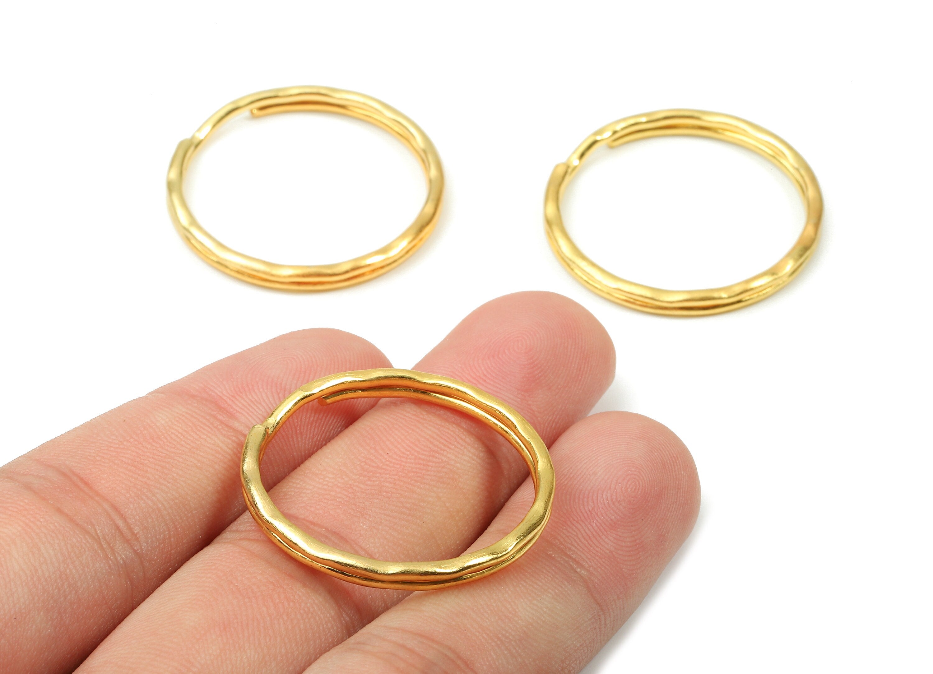 Gold Tone Metal Key Rings - Split Rings - Circle Key Rings - Keychain Connectors - Key Ring Findings - 30.36x30.36x1.7mm - PP2856G - DOMEDBAZAAR