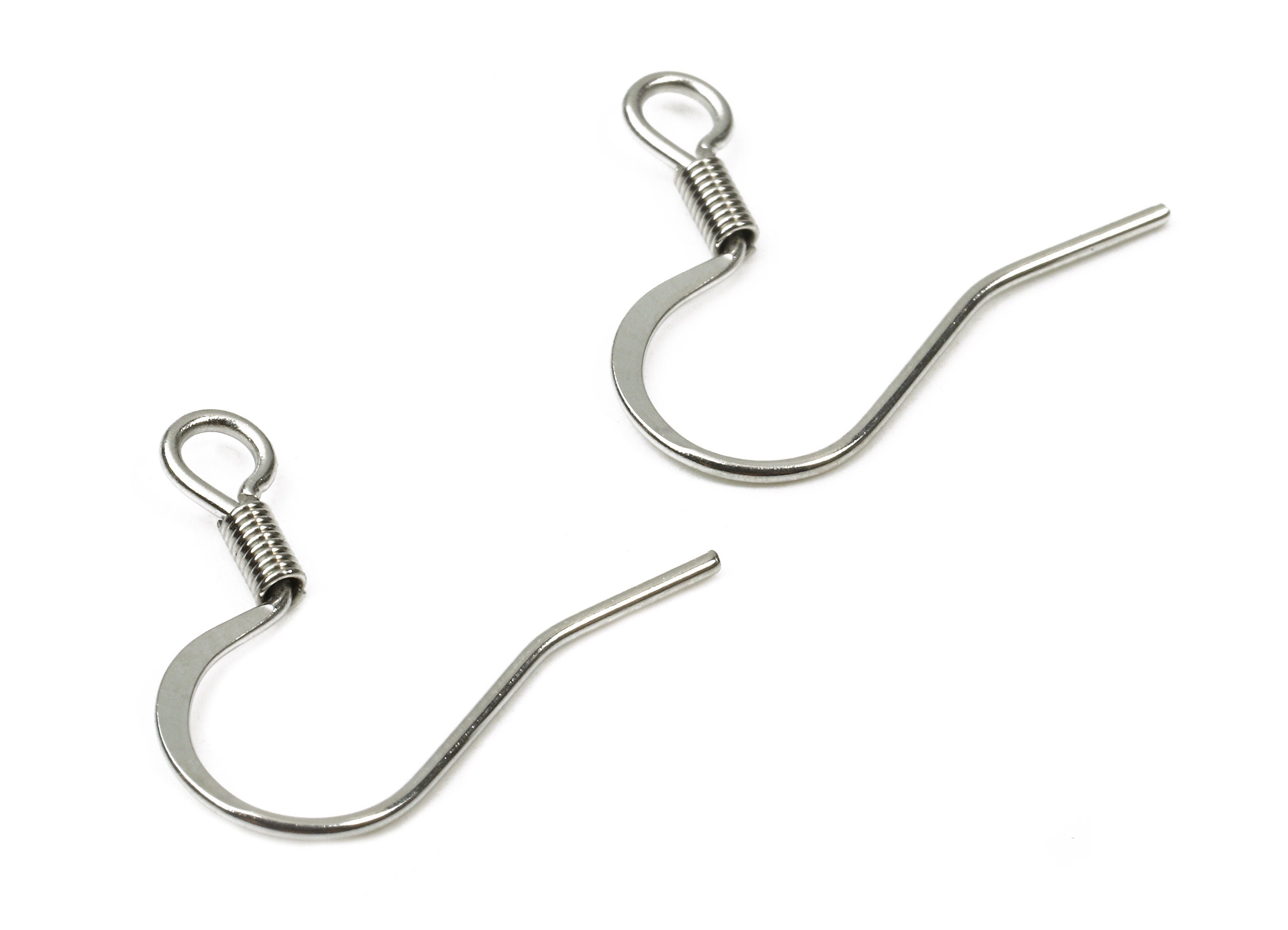 Brass Earring Hook - Brass Earring Wires - Silver Tone Plated - Earring Findings - Jewelry Supplies - 18.78x16.36x1.66mm - PP2823 - DOMEDBAZAAR