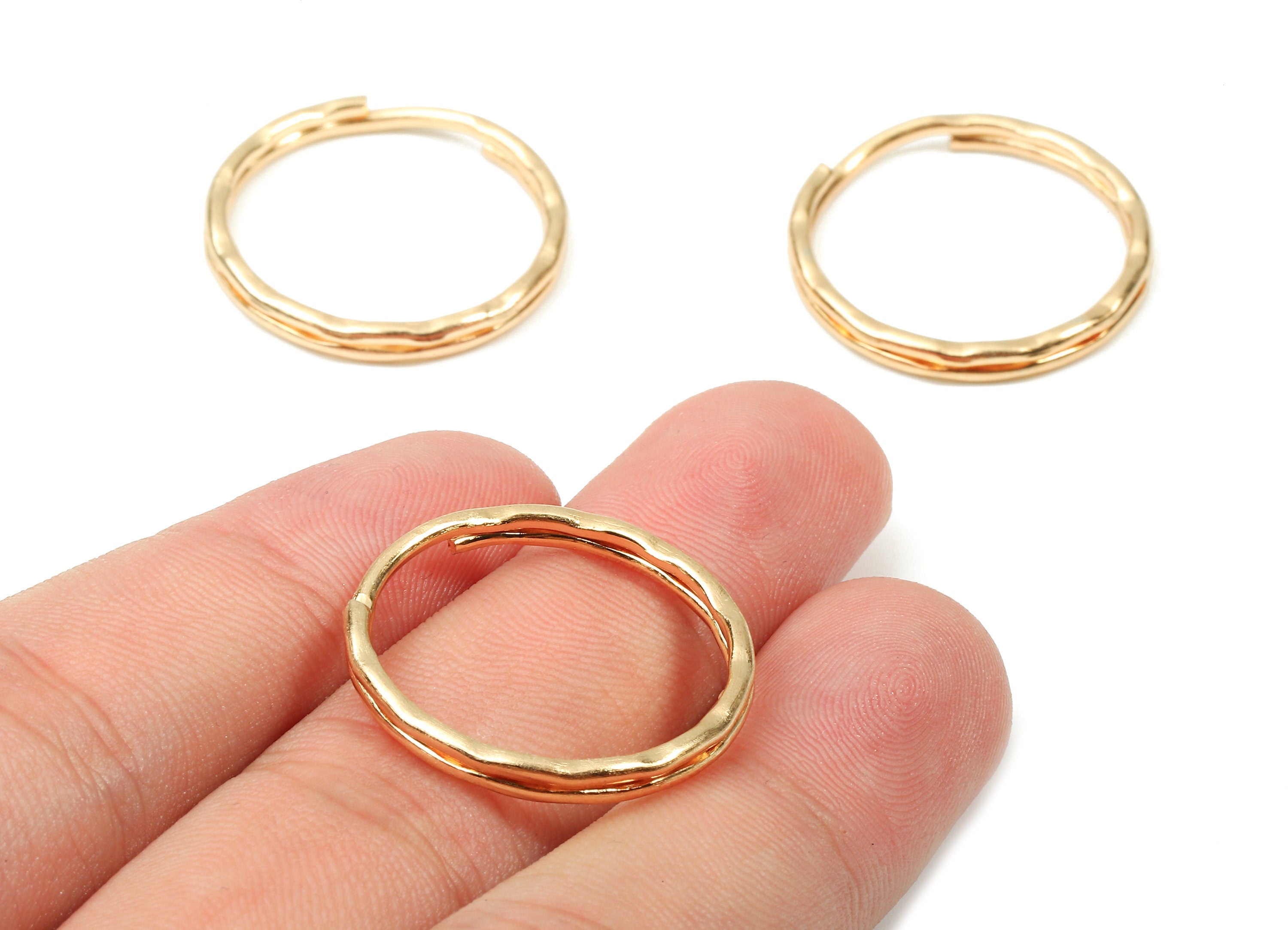 KC Gold Tone Metal Key Rings - Split Rings - Circle Key Rings - Keychain Connectors - Key Ring Findings - 24.67x24.67x1.5mm - PP2854KC - DOMEDBAZAAR