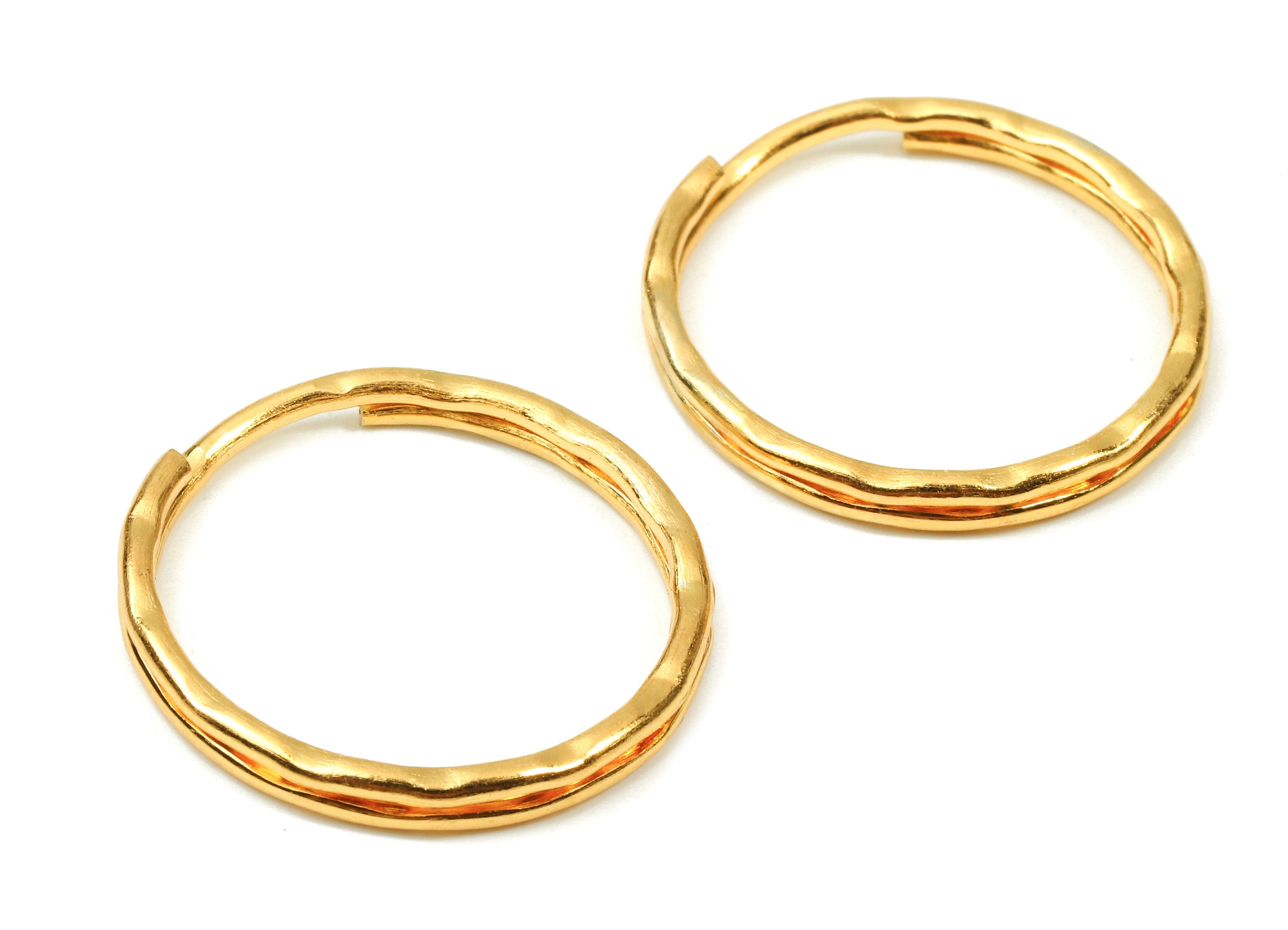 Gold Tone Metal Key Rings - Split Rings - Circle Key Rings - Keychain Connectors - Key Ring Findings - 24.67x24.67x1.5mm - PP2854G - DOMEDBAZAAR