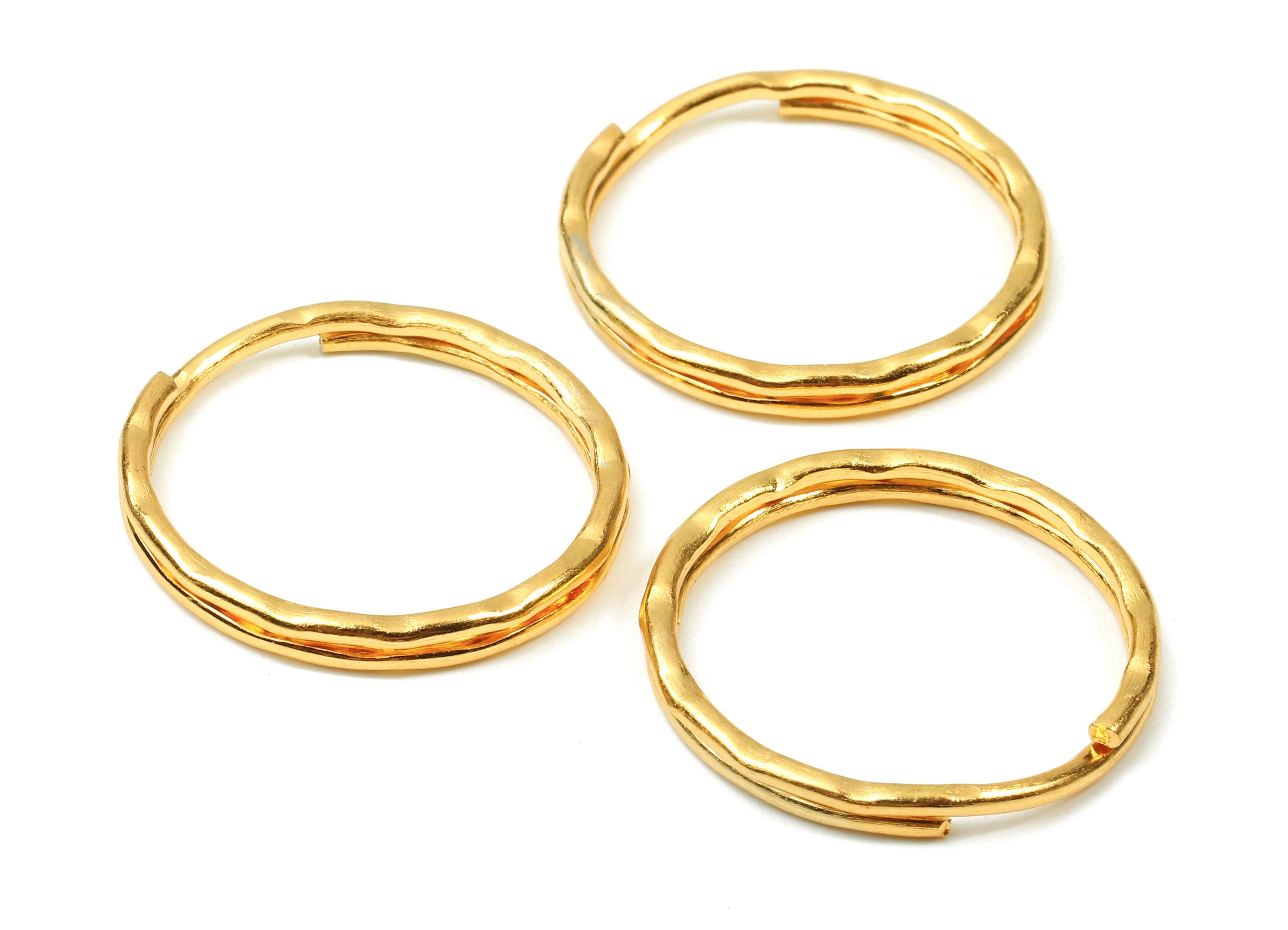 Gold Tone Metal Key Rings - Split Rings - Circle Key Rings - Keychain Connectors - Key Ring Findings - 24.67x24.67x1.5mm - PP2854G - DOMEDBAZAAR