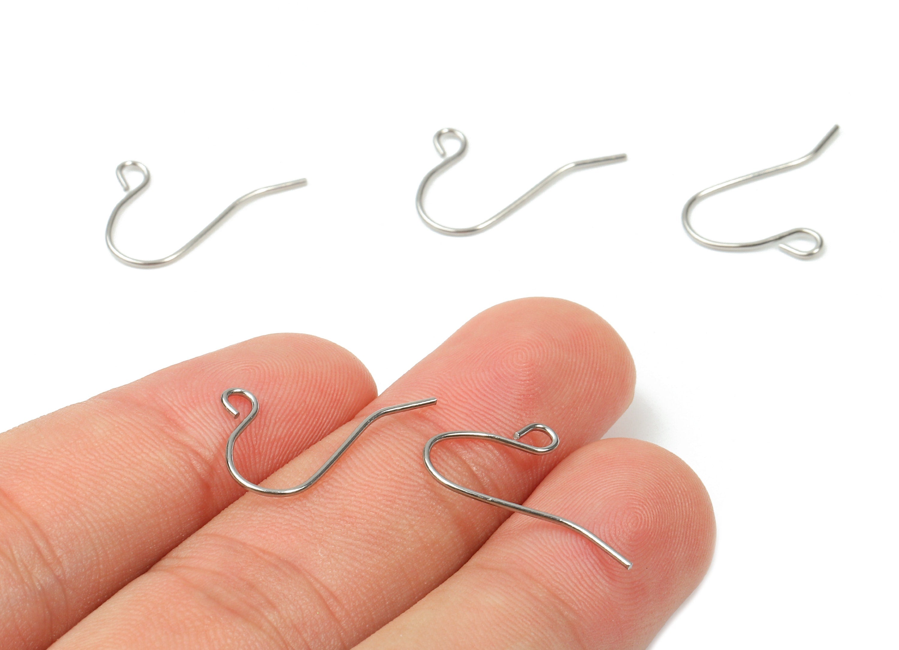 Brass Earring Hook - Brass Earring Wires - Silver Tone Plated - Earring Findings - Jewelry Supplies - 20.95x11.92x0.68mm - PP2828 - DOMEDBAZAAR