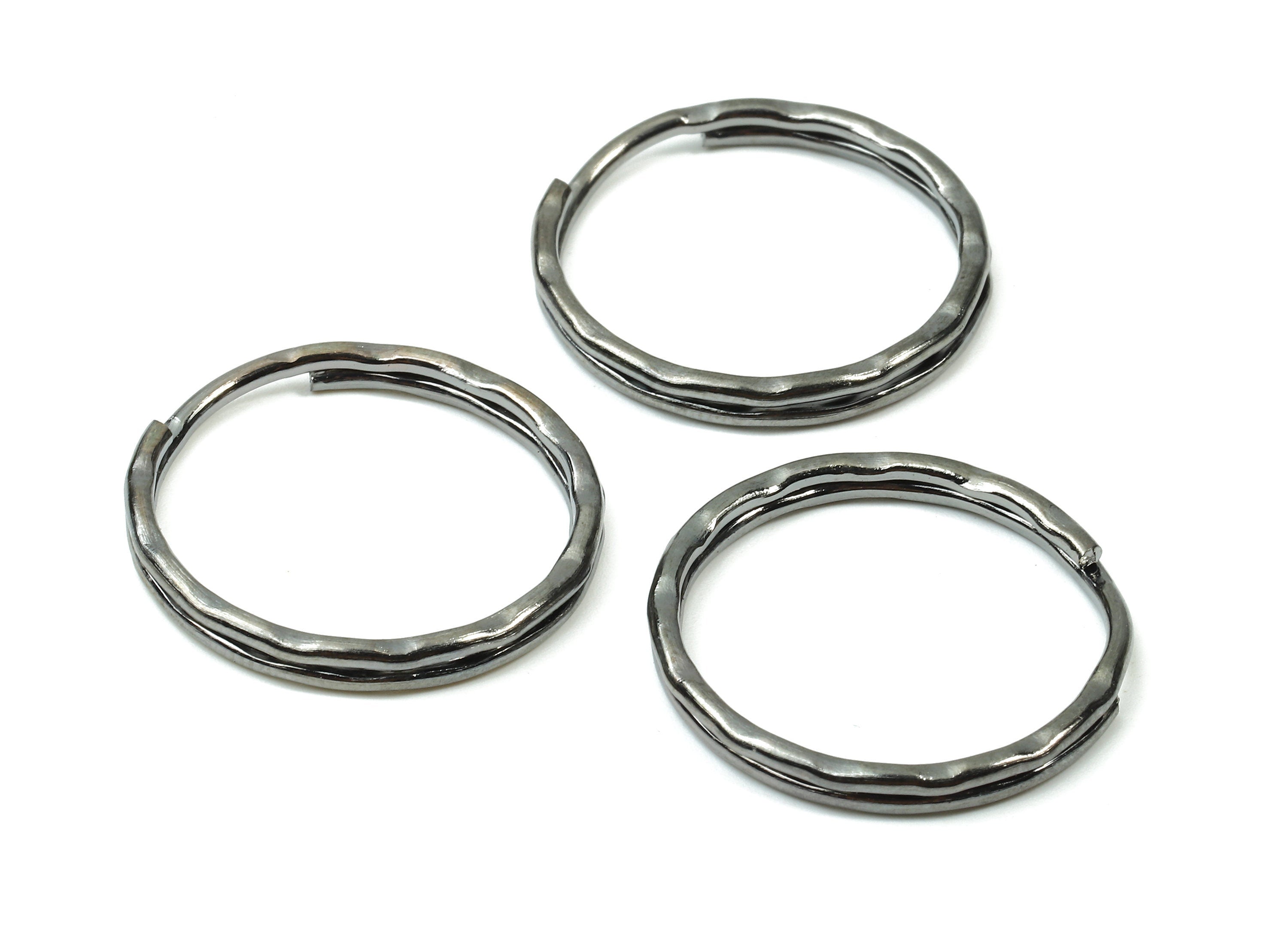 Gunmetal Metal Key Rings - Split Rings - Circle Key Rings - Keychain Connectors - Key Ring Findings - 24.67x24.67x1.5mm - PP2854GM - DOMEDBAZAAR