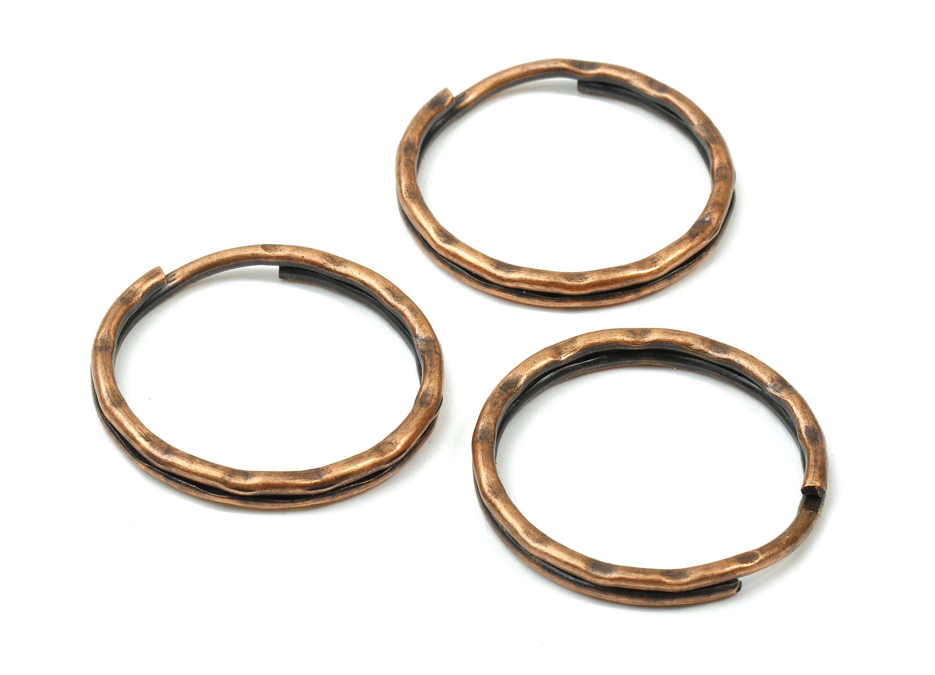 Antique Copper Metal Key Rings - Split Rings - Circle Key Rings - Keychain Connectors - Key Ring Findings - 24.67x24.67x1.5mm - PP2854AC - DOMEDBAZAAR