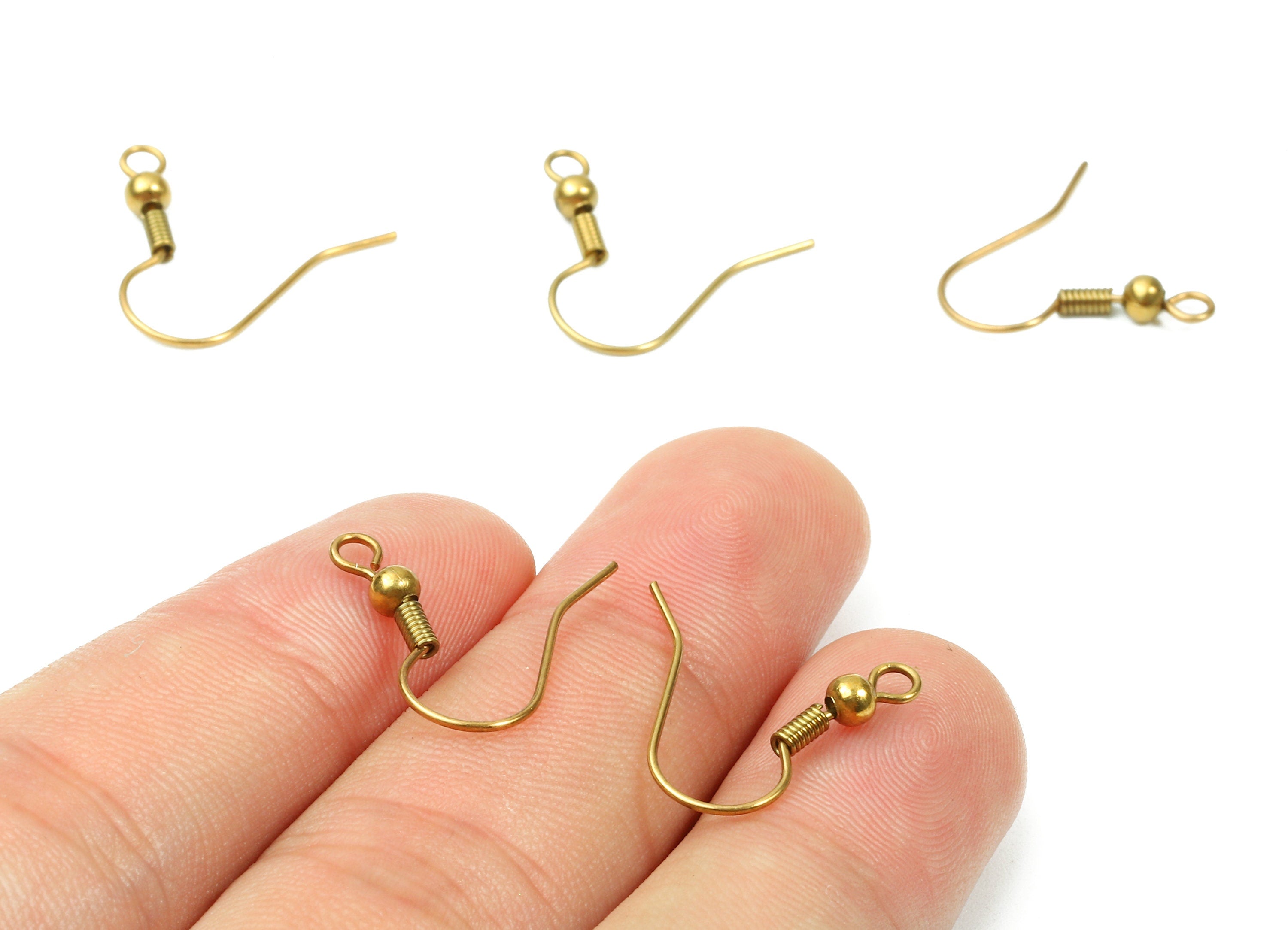 Brass Earring Hooks - Raw Brass Earring Wires - Earring Findings - Jewelry Supplies - 19.24x18.52x3.14mm - PP2832 - DOMEDBAZAAR
