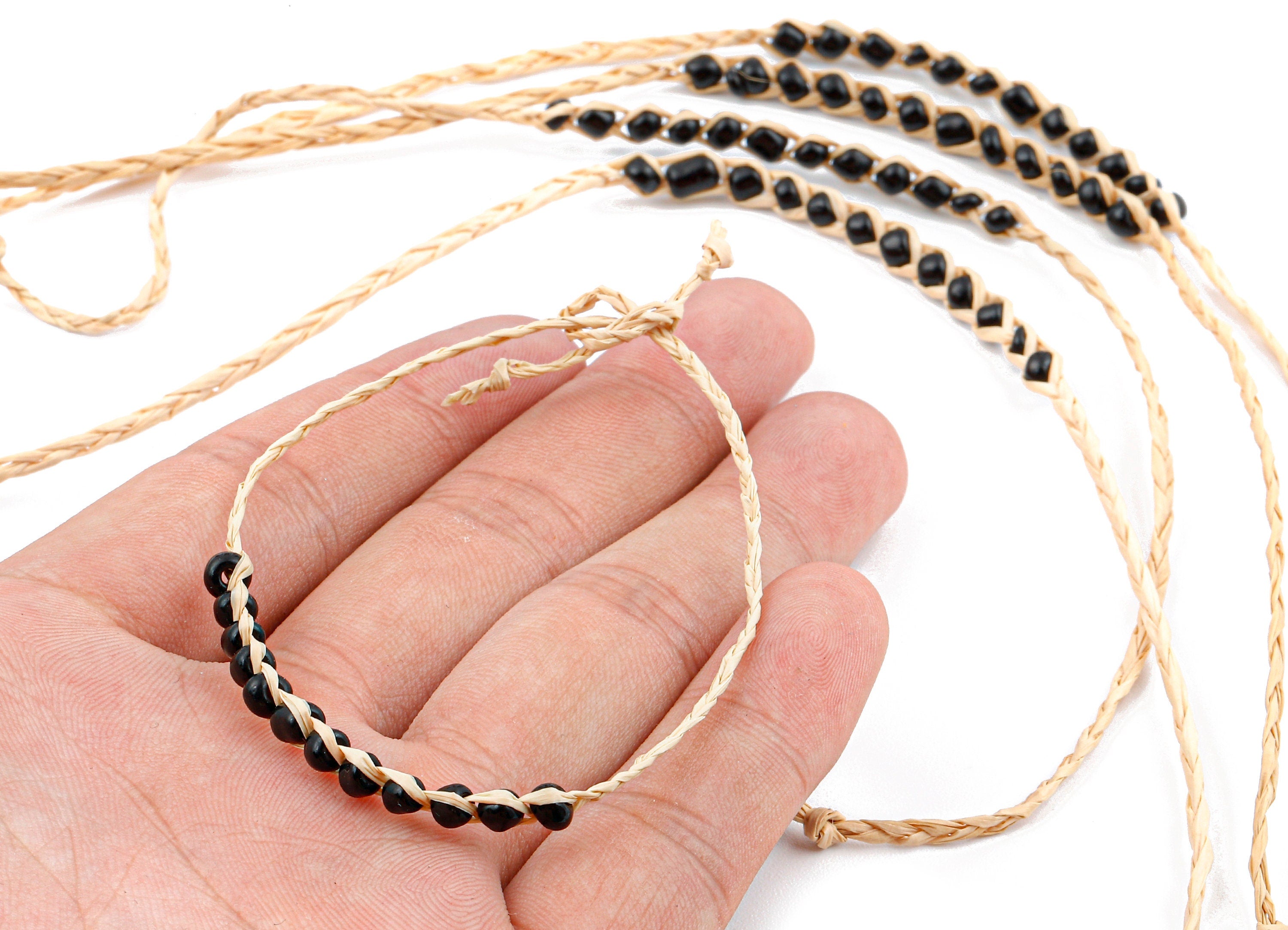 Lafite Grass Knotted Bracelet with Acrylic Beads - Lafite Grass Bracelet - Acrylic Beads Bracelet - Bracelet Jewelry - 264x4.29mm - LS1002 - DOMEDBAZAAR