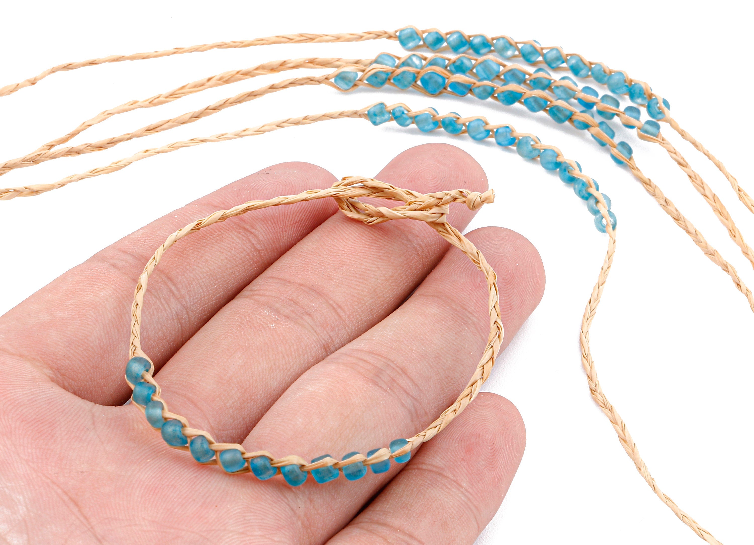 Lafite Grass Knotted Bracelet with Acrylic Beads - Lafite Grass Bracelet - Acrylic Beads Bracelet - Bracelet Jewelry - 264x4.29mm - LS1003 - DOMEDBAZAAR