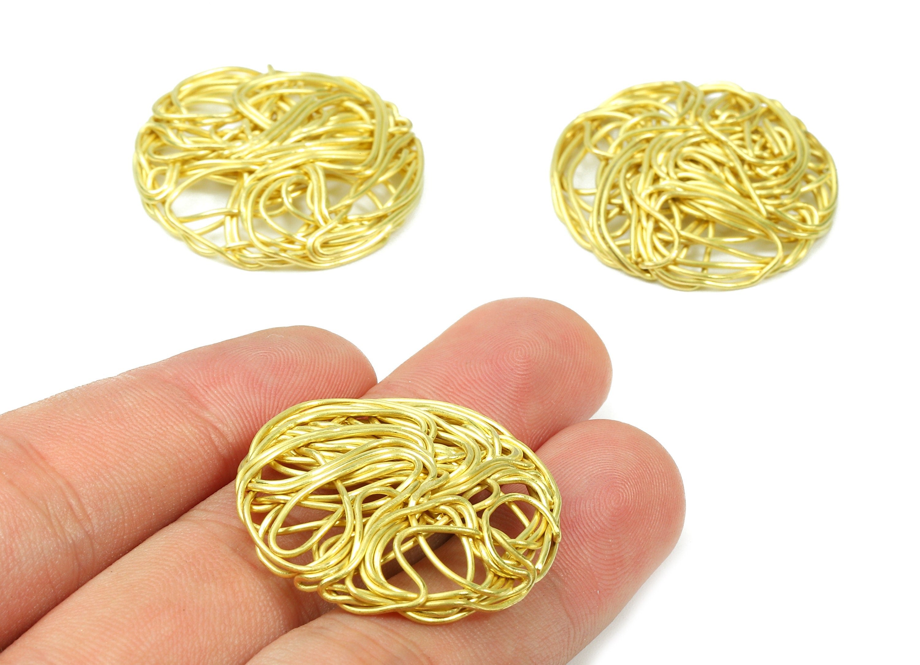 Brass Round Charms - Brass Round Hammered Earring Wires Pendant - Earring Findings - Jewelry Supplies - 30.41x30.41x3.58mm - PP2901 - DOMEDBAZAAR
