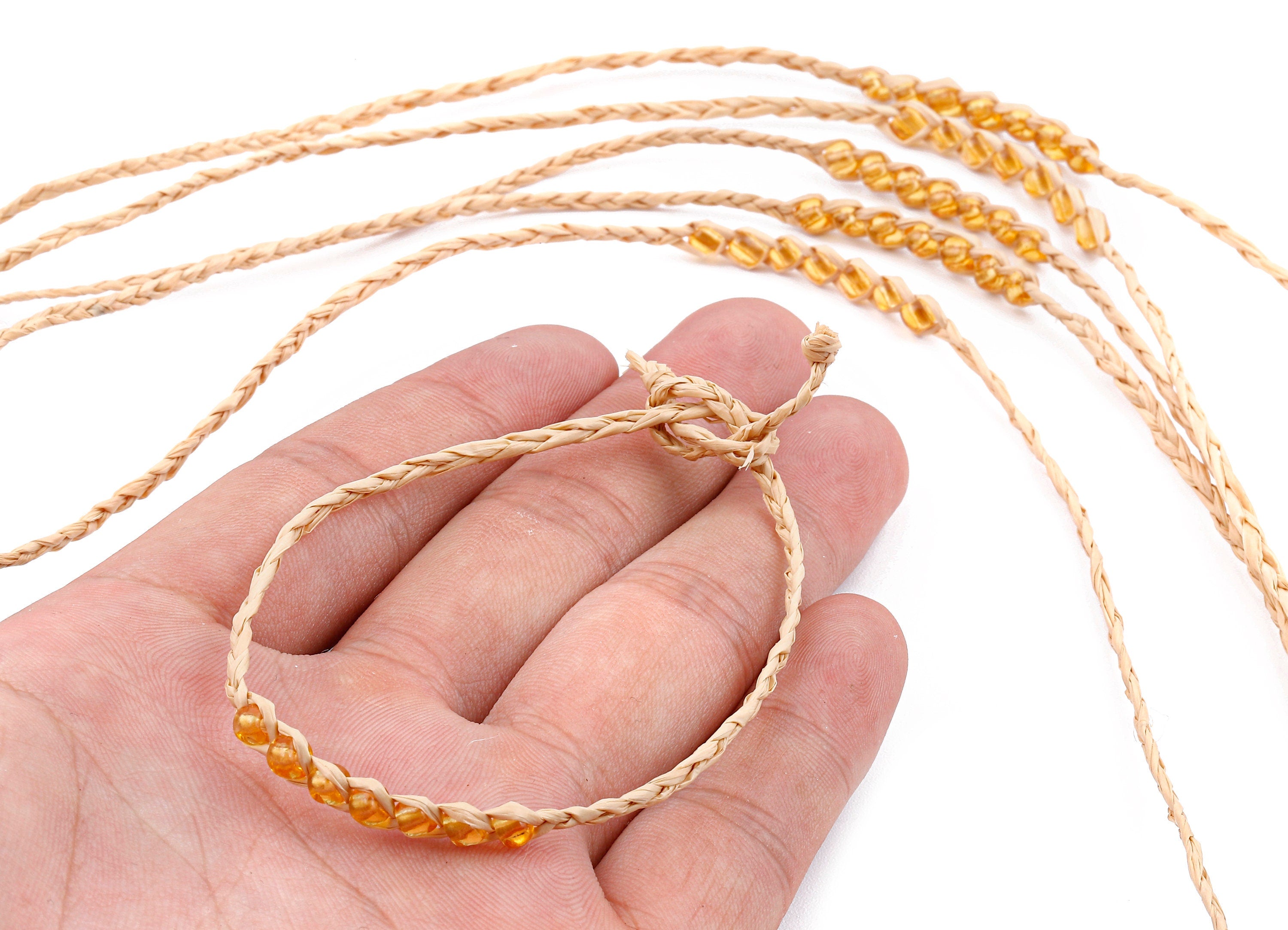Lafite Grass Knotted Bracelet with Acrylic Beads - Lafite Grass Bracelet - Acrylic Beads Bracelet - Bracelet Jewelry - 264x4.29mm - LS1007 - DOMEDBAZAAR