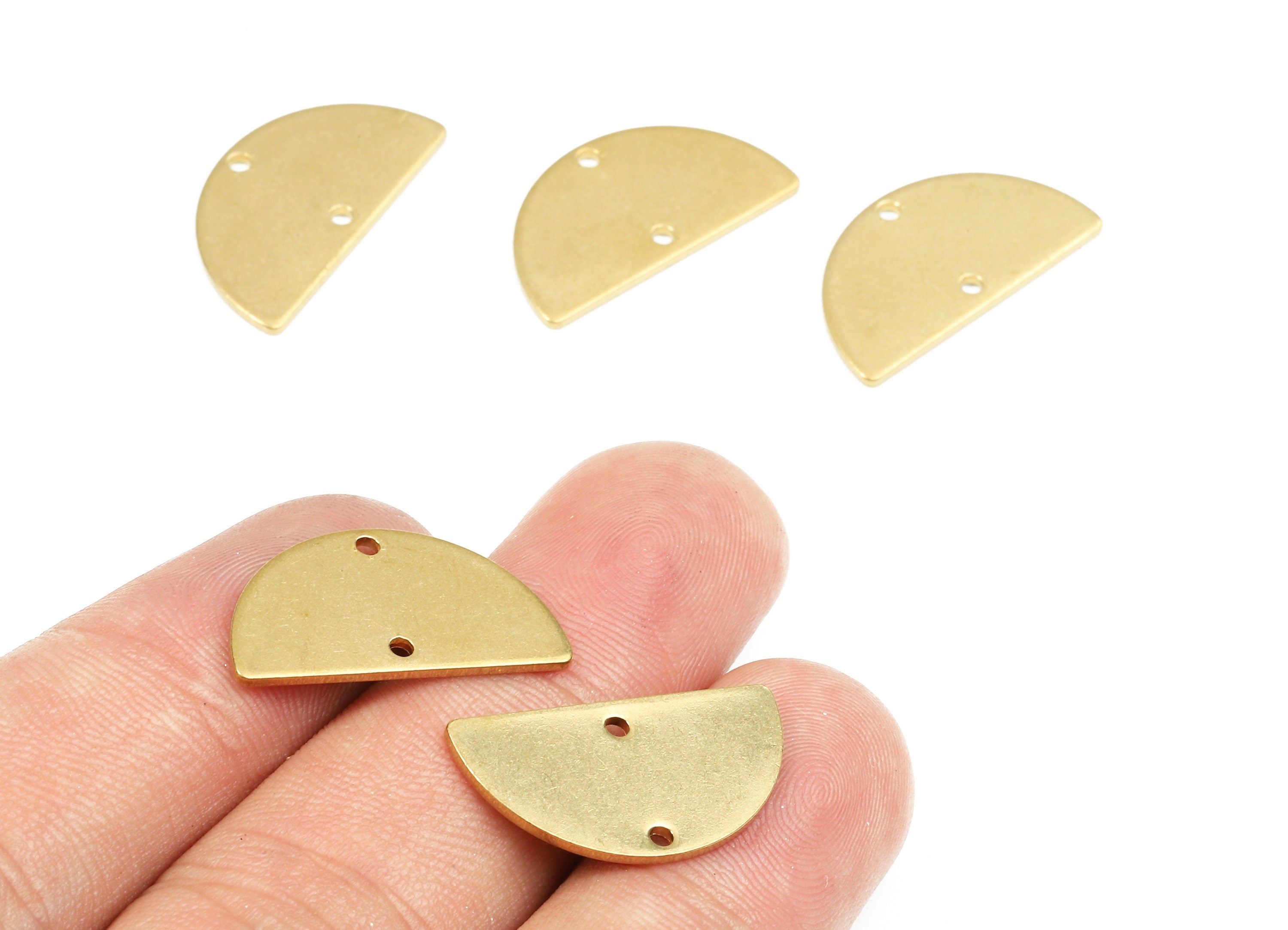 Personalized stamping blank - Brass Semicircle Connectors - Raw Brass Semicircle Necklace and Pendant - 21.96x11.9x1.05mm - PP2951 - DOMEDBAZAAR