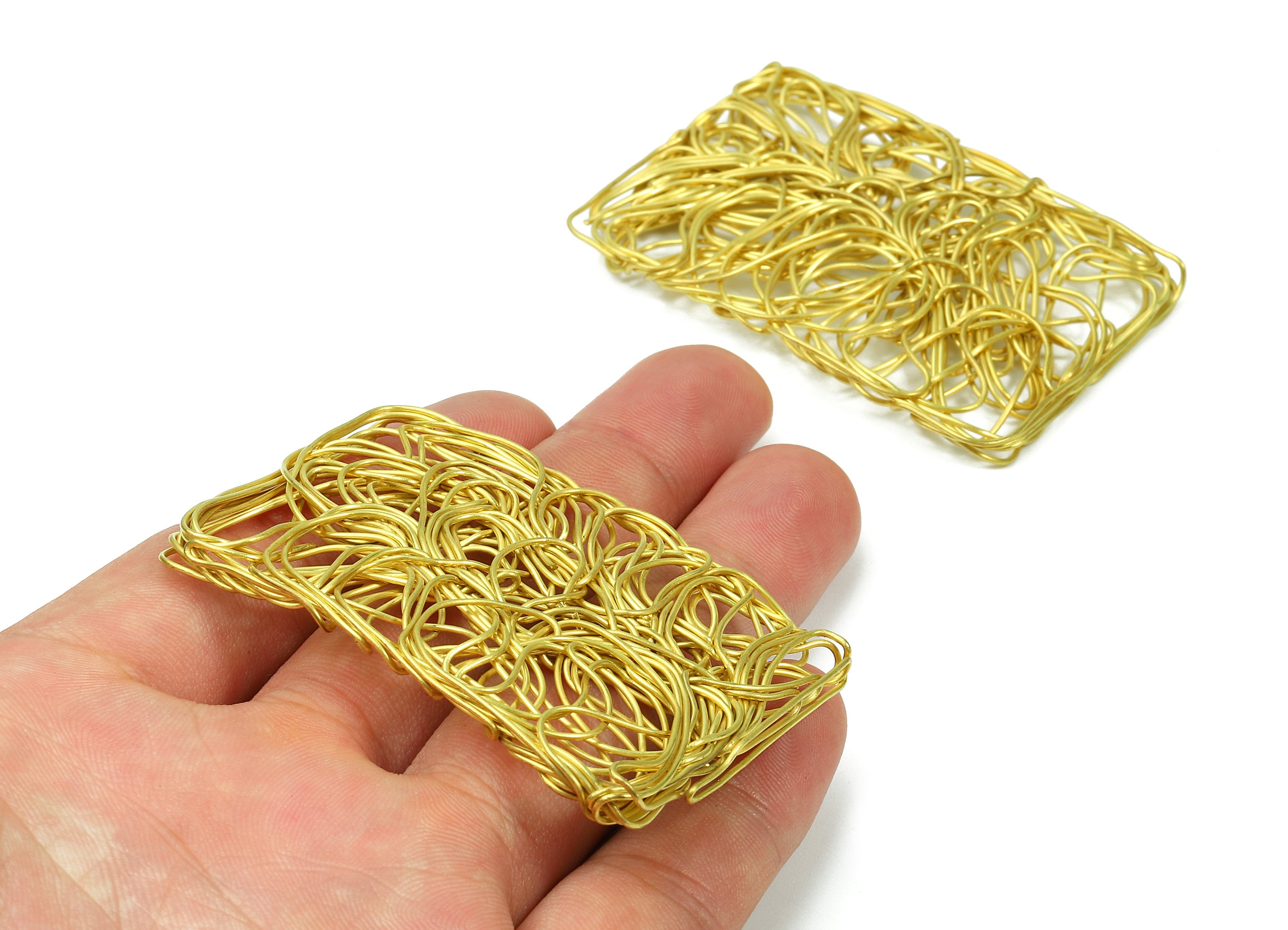 Brass Rectangle Charms - Brass Rectangle Hammered Earring Wires Pendant - Earring Findings - Jewelry Supplies - 61.32x40.24x3.76mm - PP2903 - DOMEDBAZAAR