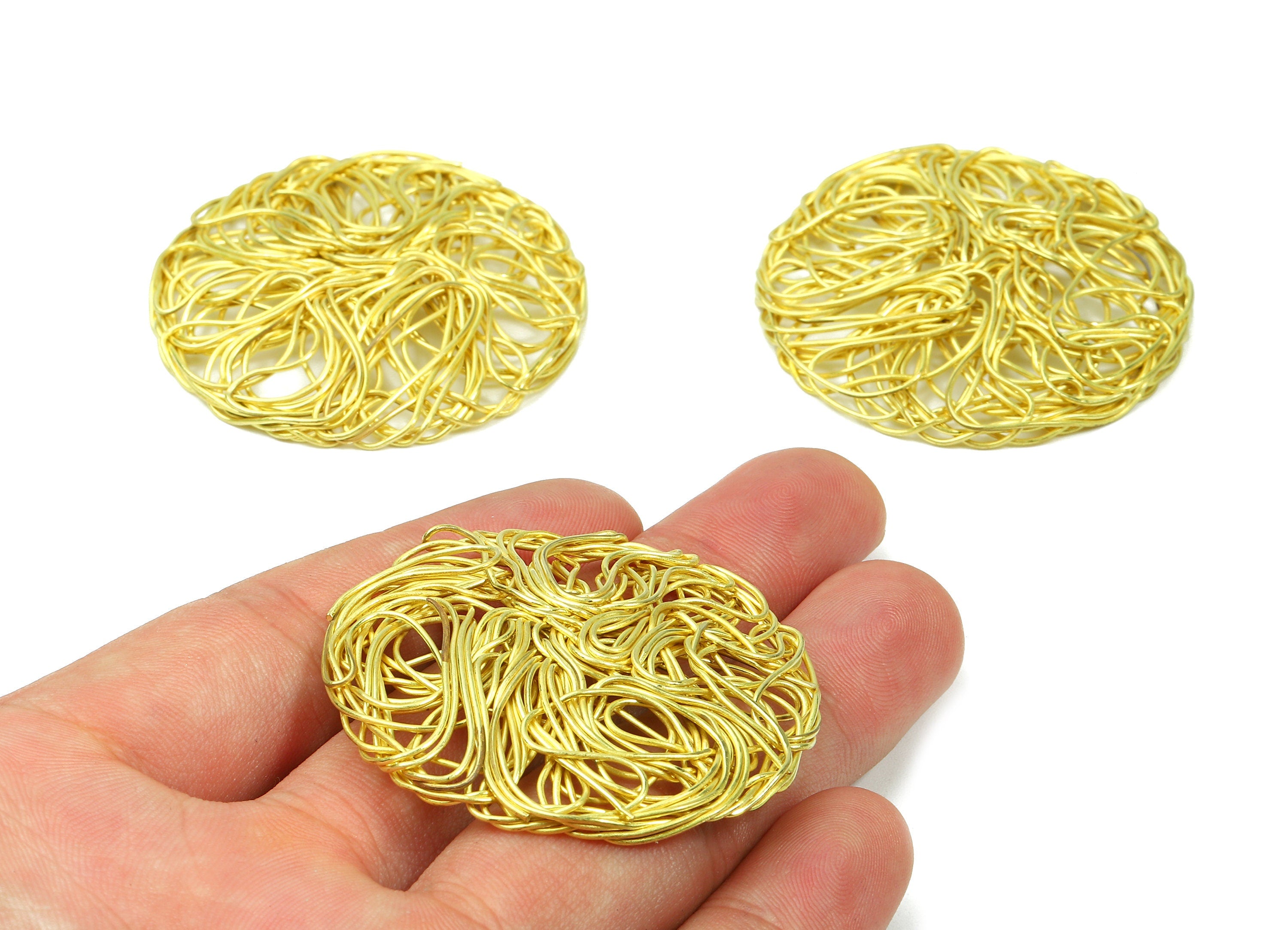 Brass Round Charms - Brass Round Hammered Earring Wires Pendant - Earring Findings - Jewelry Supplies - 46.22x46.22x3.62mm - PP2906 - DOMEDBAZAAR